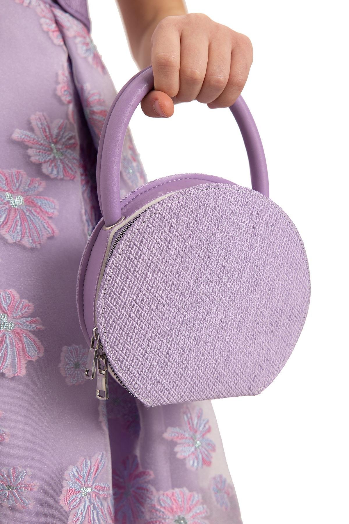 Pamina Kız Çocuk Şık Çantalı Elbise 8-14 Yaş Lila