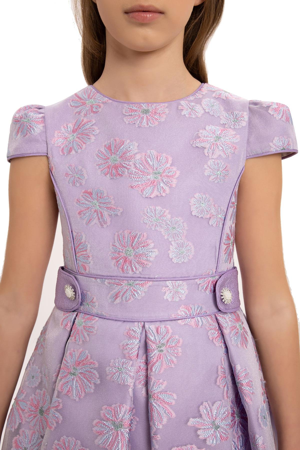 Pamina Kız Çocuk Şık Çantalı Elbise 8-14 Yaş Lila