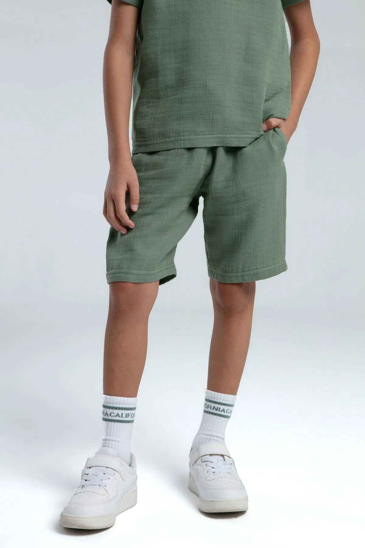 Rolypoly Erkek Çocuk Müslin Şortlu Takım 2-8 Yaş Yeşil