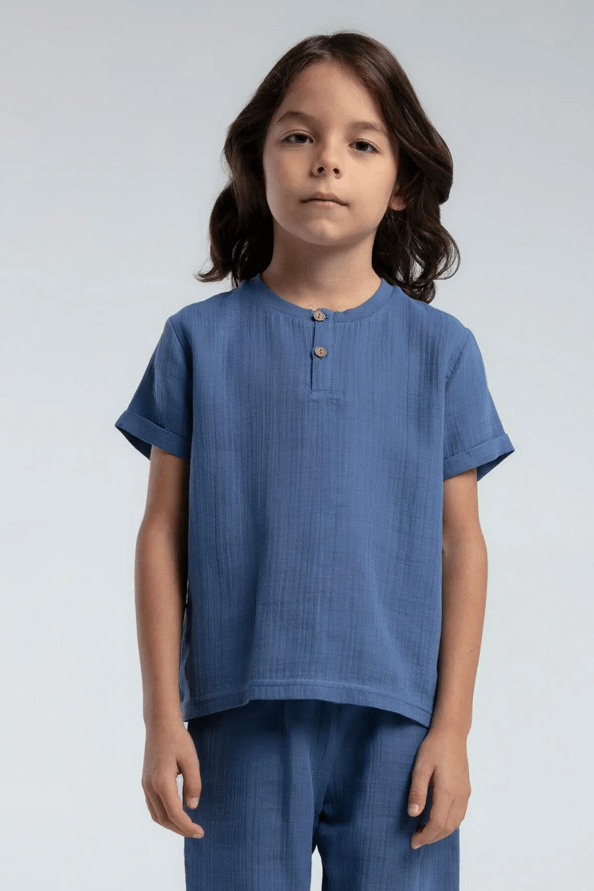 Rolypoly Erkek Çocuk Müslin Şortlu Takım 2-8 Yaş İndigo