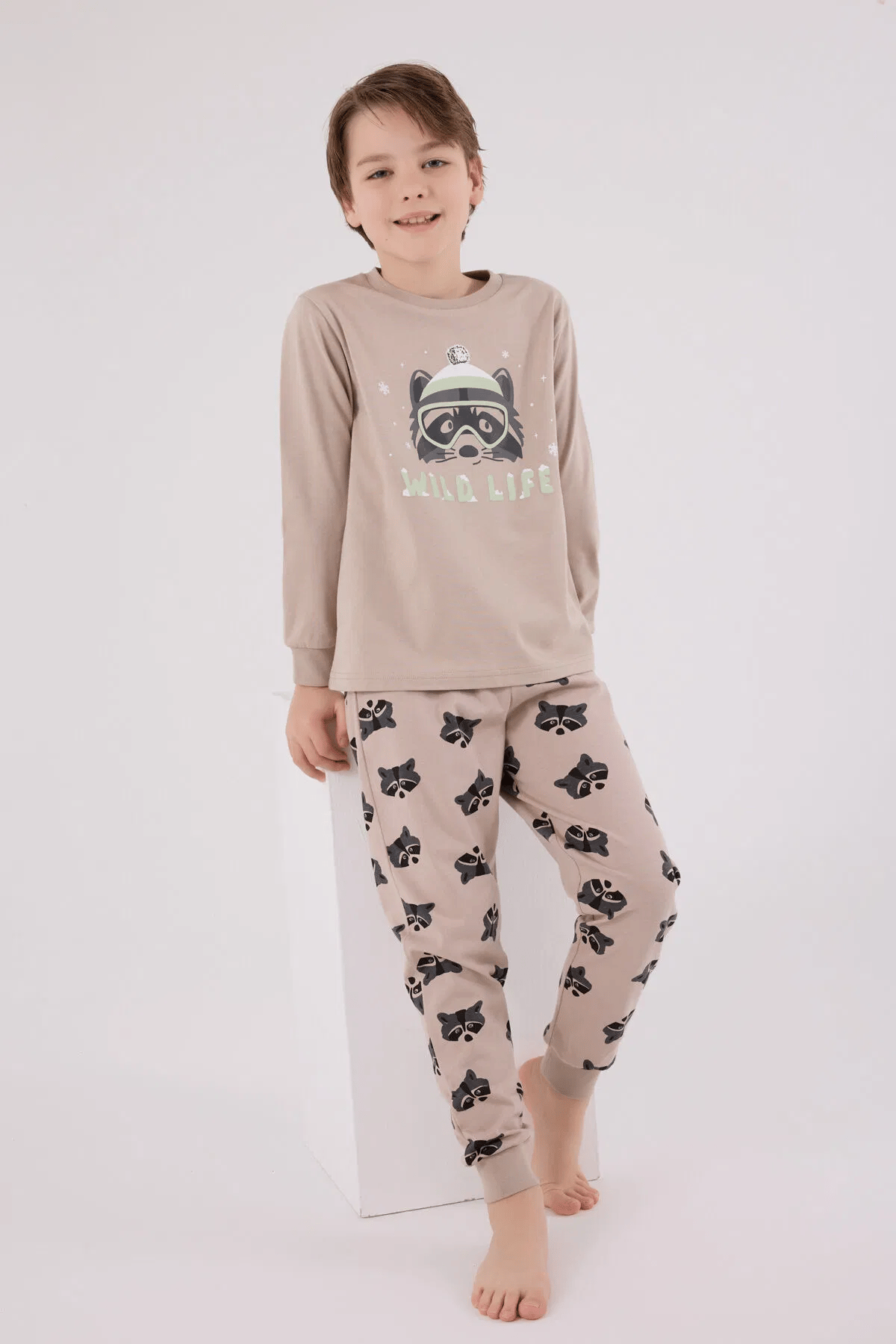 Rolypoly Erkek Çocuk Pijama Takım 2-8 Yaş VİZON
