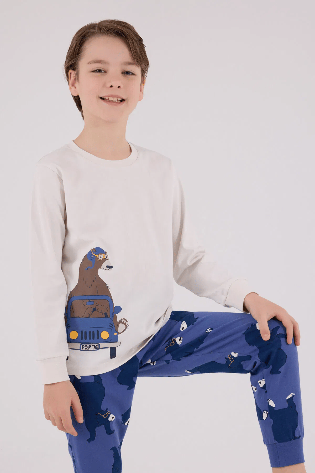 Rolypoly Erkek Çocuk Pijama Takım 2-8 Yaş Krem