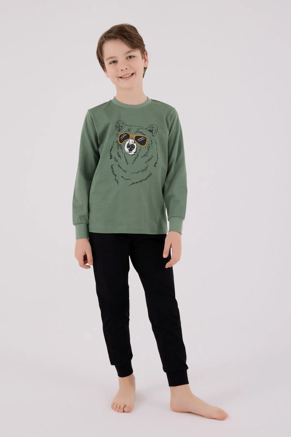 Rolypoly Erkek Çocuk Pijama Takım 9-15 Yaş Yeşil