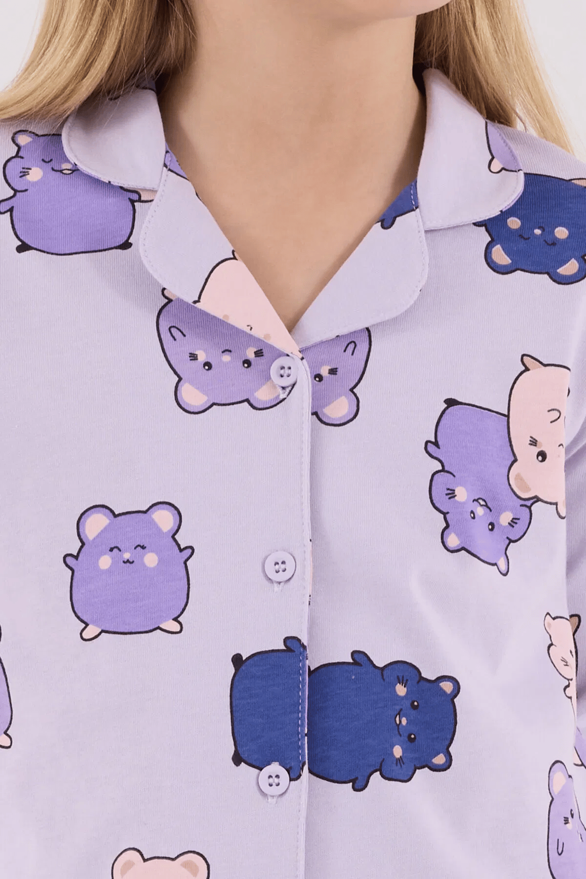 Rolypoly Kız Çocuk Gömlek Pijama Takım 2-15 Yaş Lila