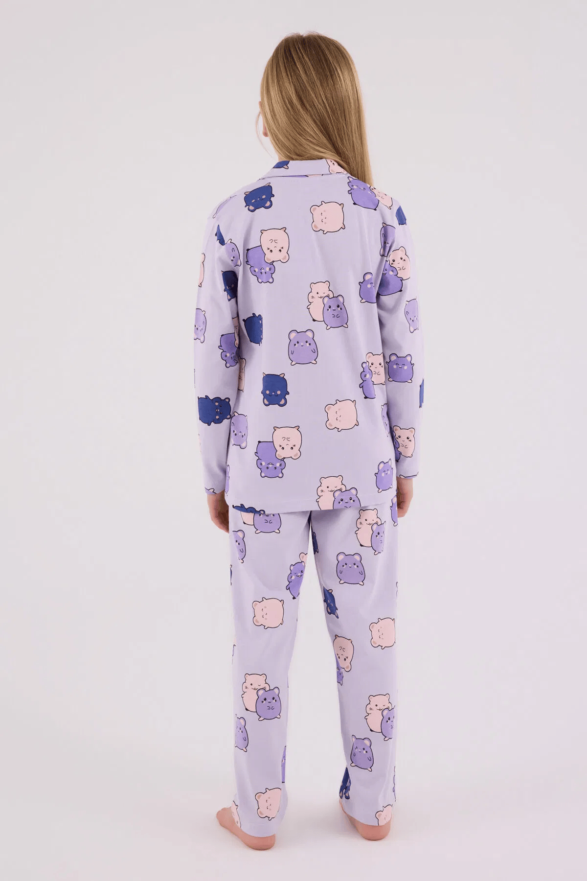 Rolypoly Kız Çocuk Gömlek Pijama Takım 2-15 Yaş Lila