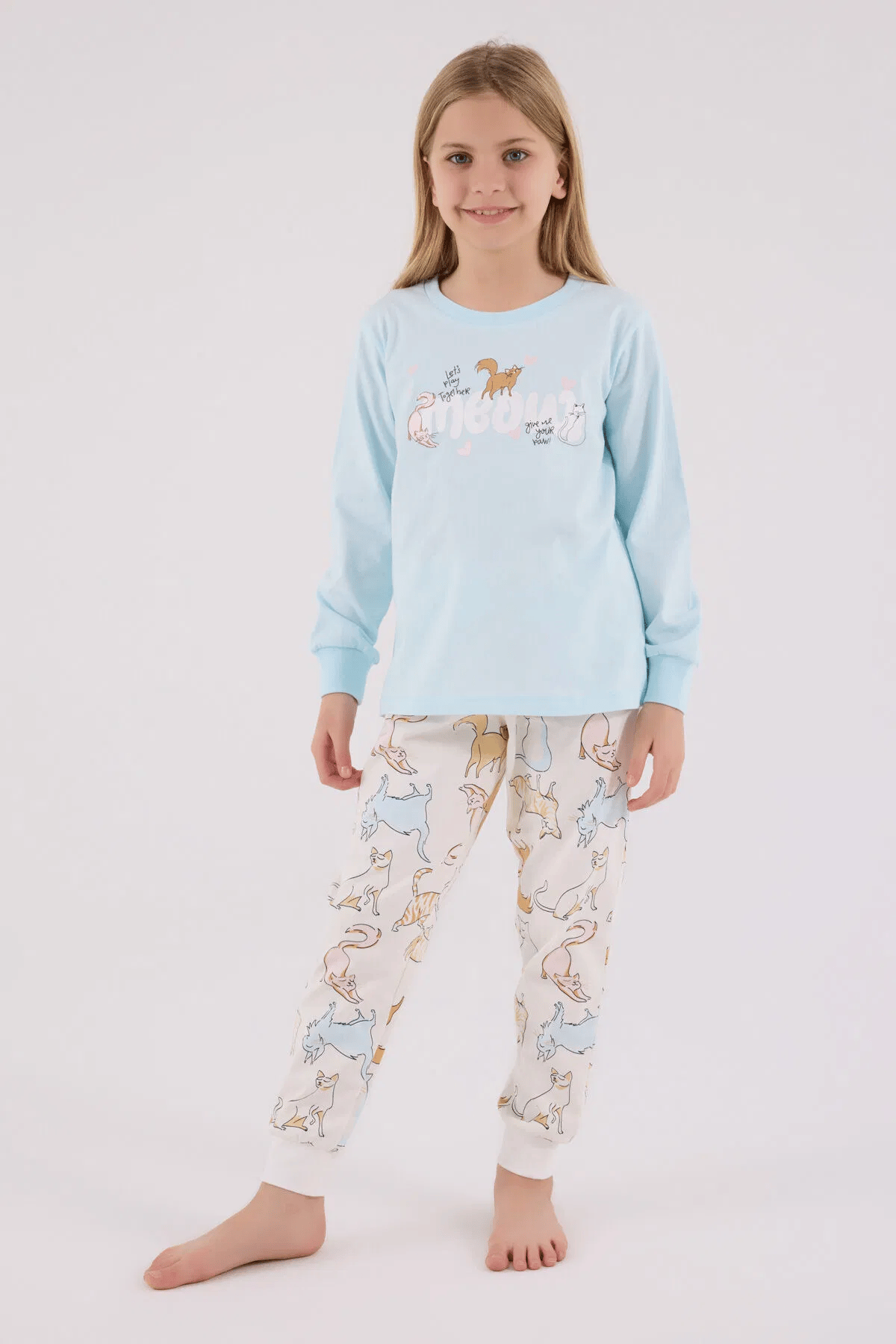 Rolypoly Kız Çocuk Pijama Takım 2-15 Yaş Mavi