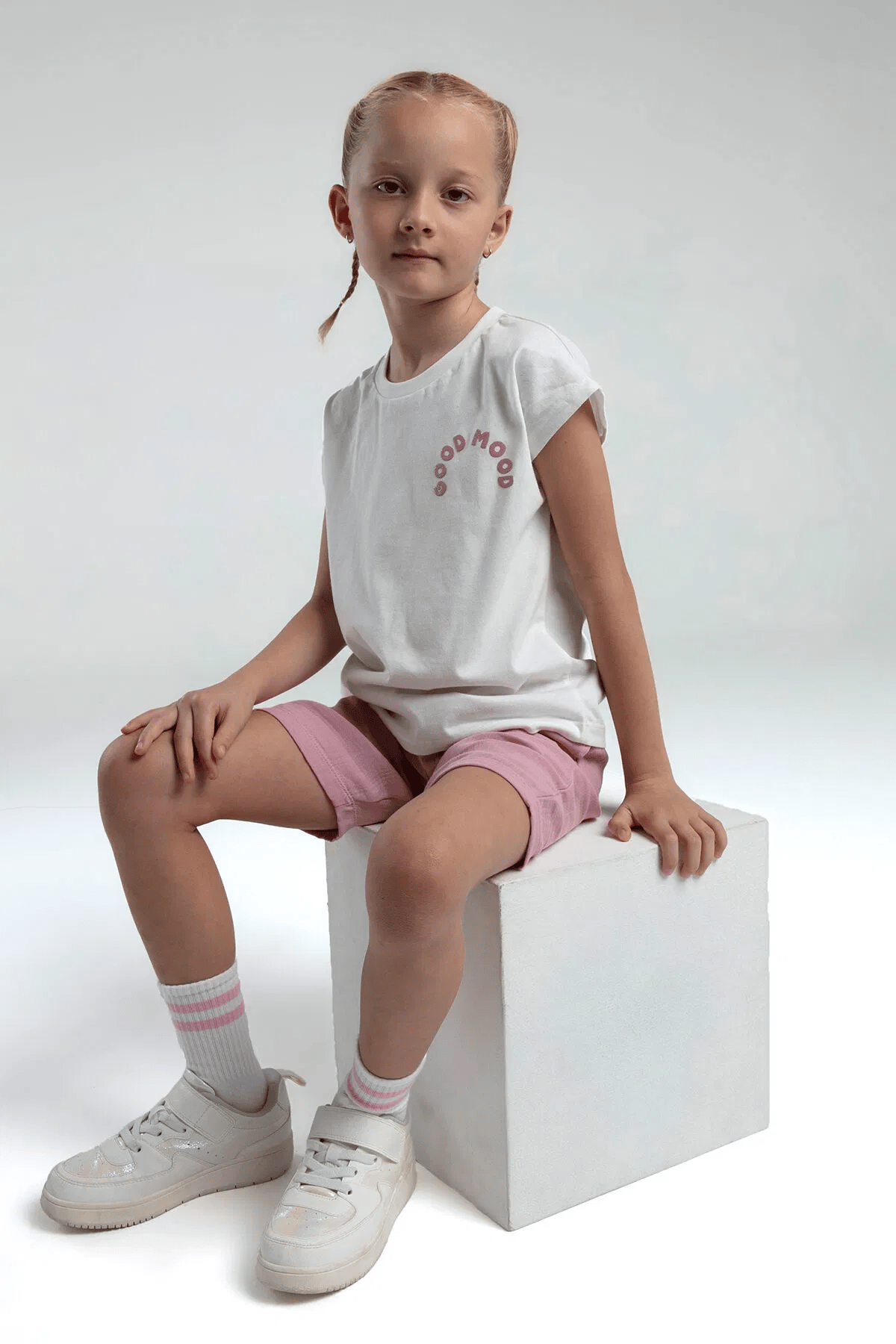 Rolypoly Kız Çocuk Şortlu Takım 2-8 Yaş Beyaz