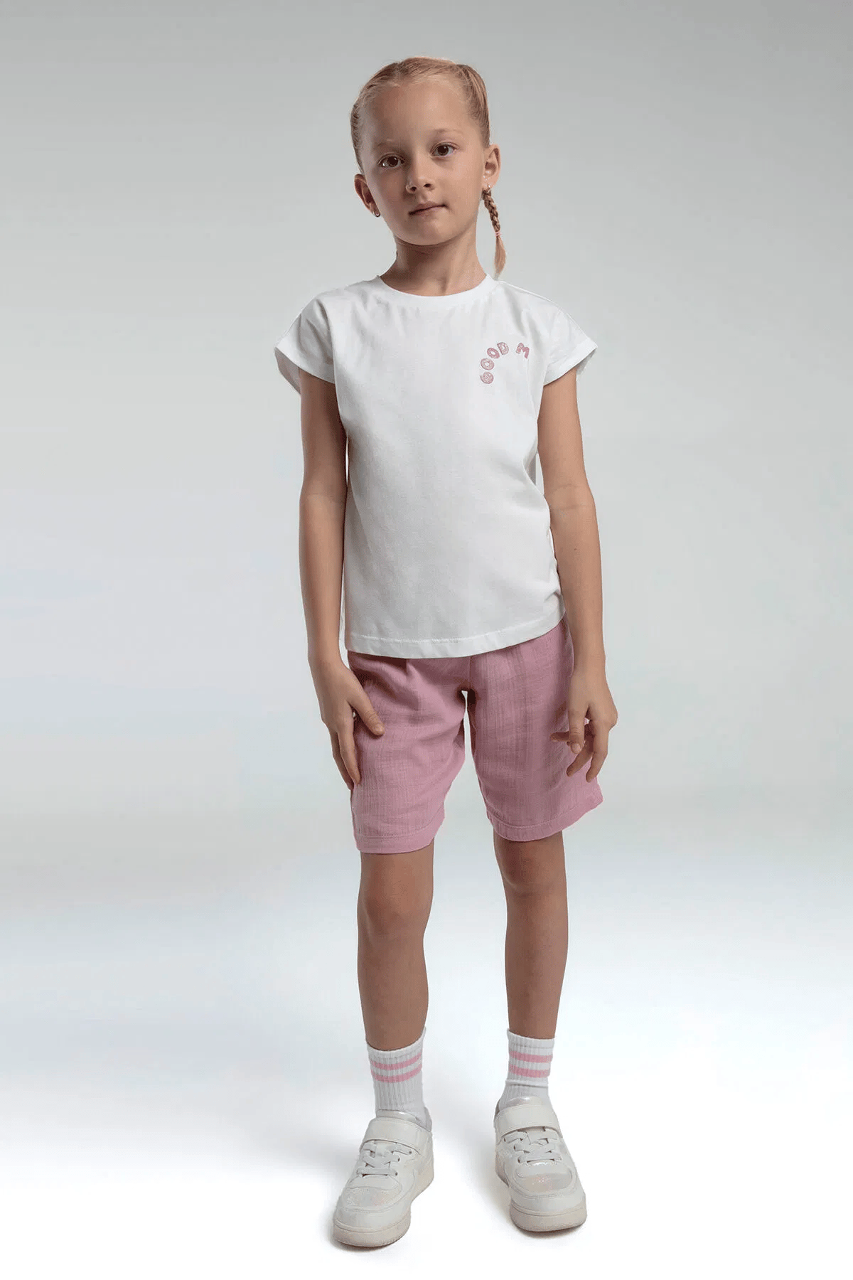 Rolypoly Kız Çocuk Şortlu Takım 2-8 Yaş Beyaz