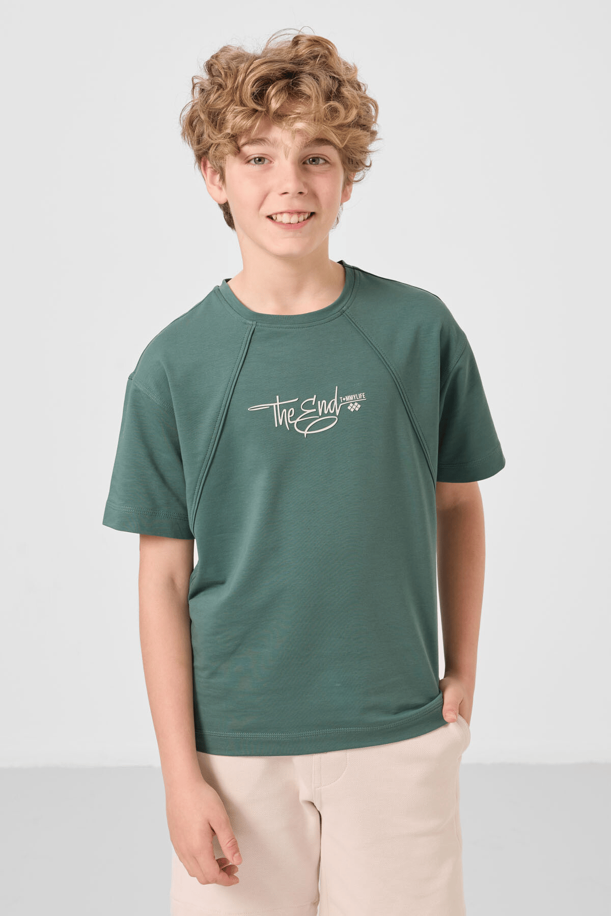 Tommylife Erkek Çocuk Baskılı Tshirt 9-15 Yaş Haki