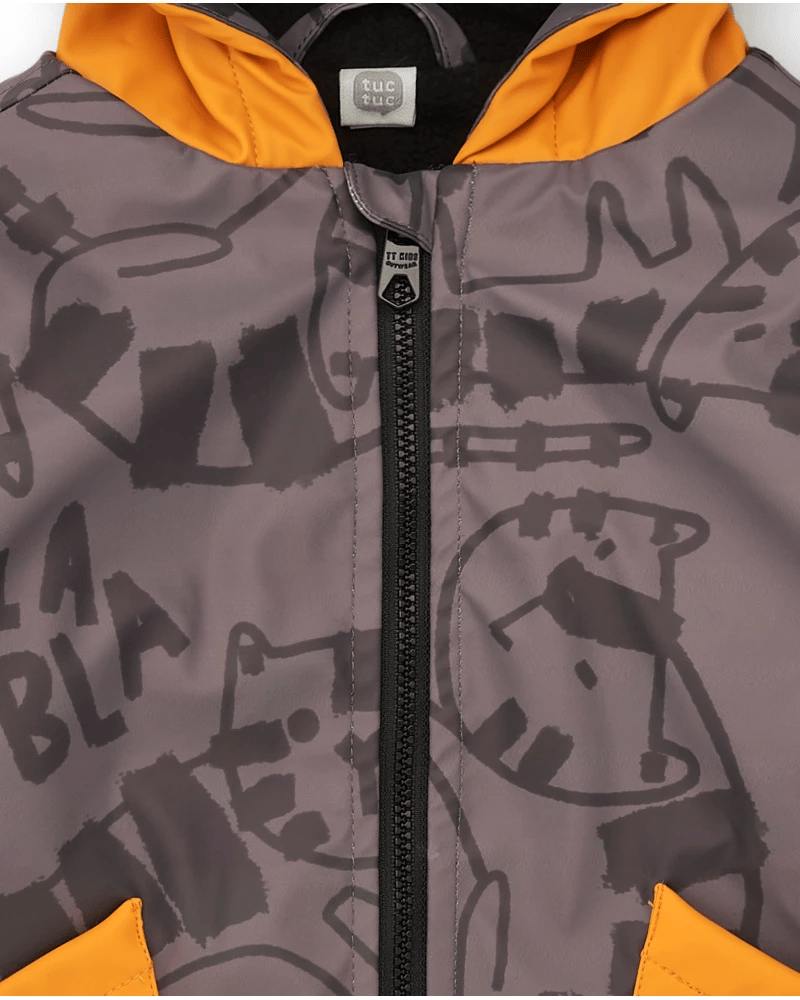 Tuc Tuc Erkek Çocuk Baskılı Yağmurluk 3-6 Yaş Gri