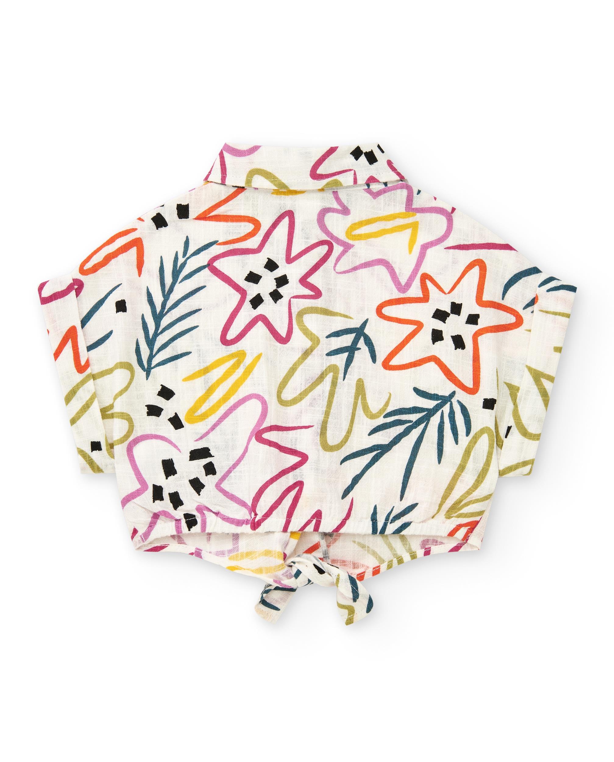 Tuc Tuc Kız Çocuk Desenli Gömlek 5-8 Yaş Beyaz