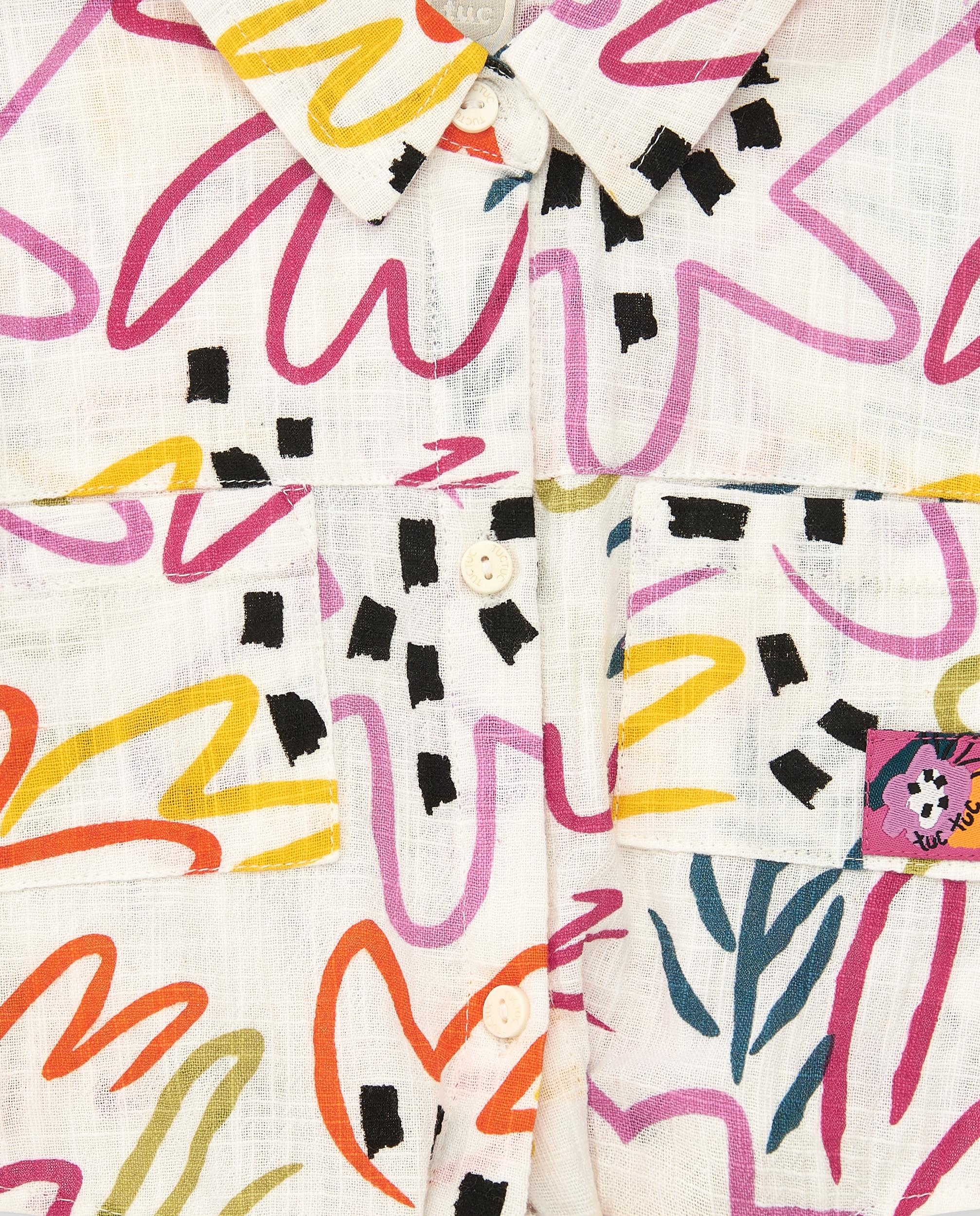 Tuc Tuc Kız Çocuk Desenli Gömlek 5-8 Yaş Beyaz