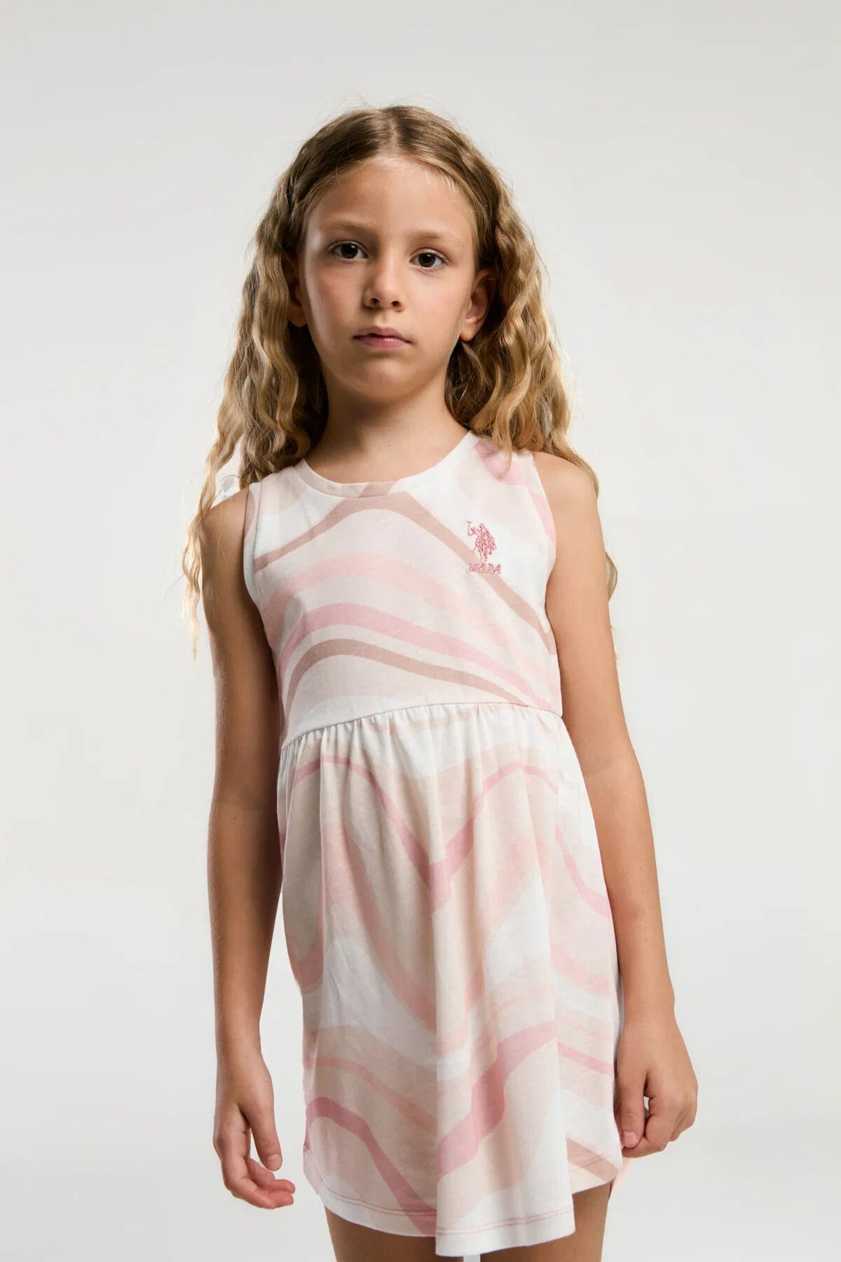 U.S Polo Kız Çocuk Elbise 4-9 Yaş Somon