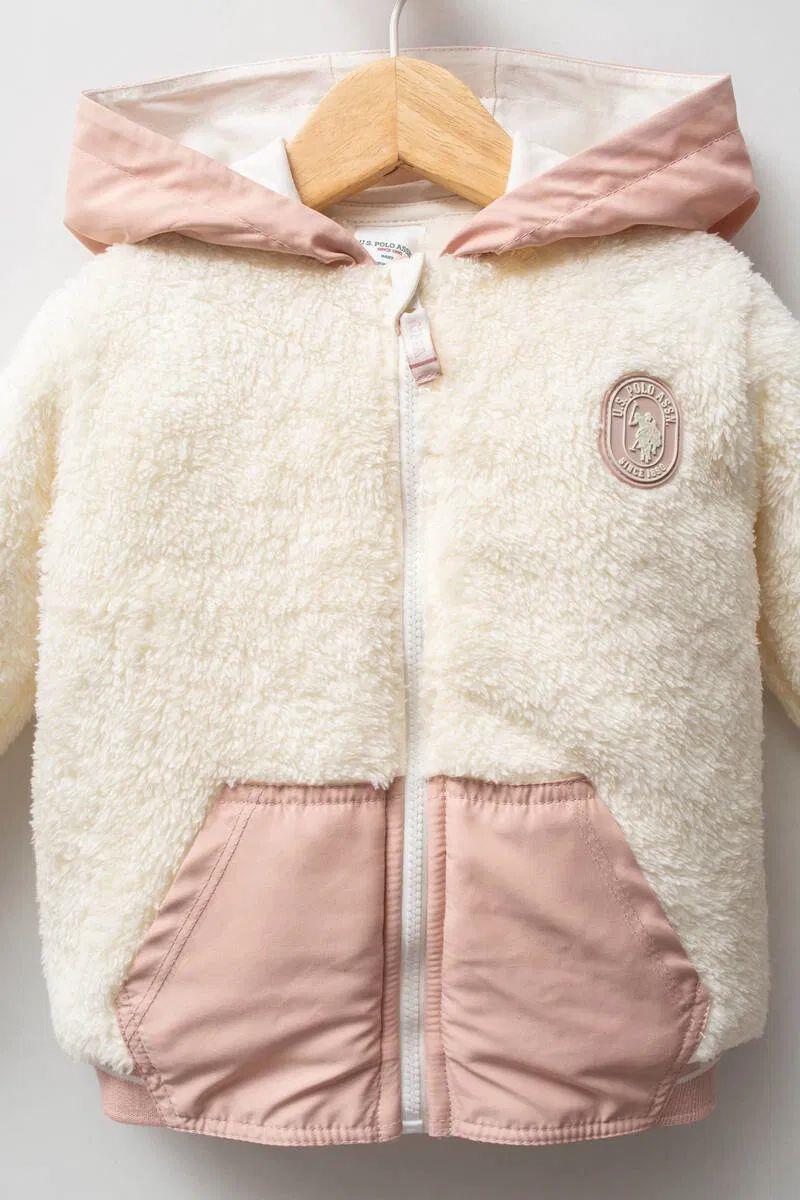 U.S Polo Kız Bebek Pelüş Mont 6-36 Ay Ekru
