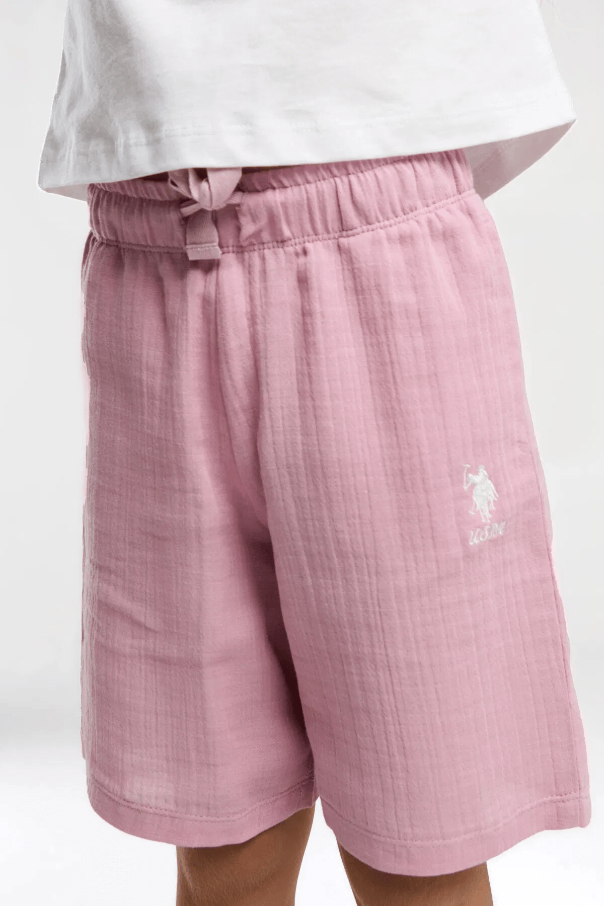 U.S Polo Kız Çocuk Şortlu Takım 4-15 Yaş Beyaz