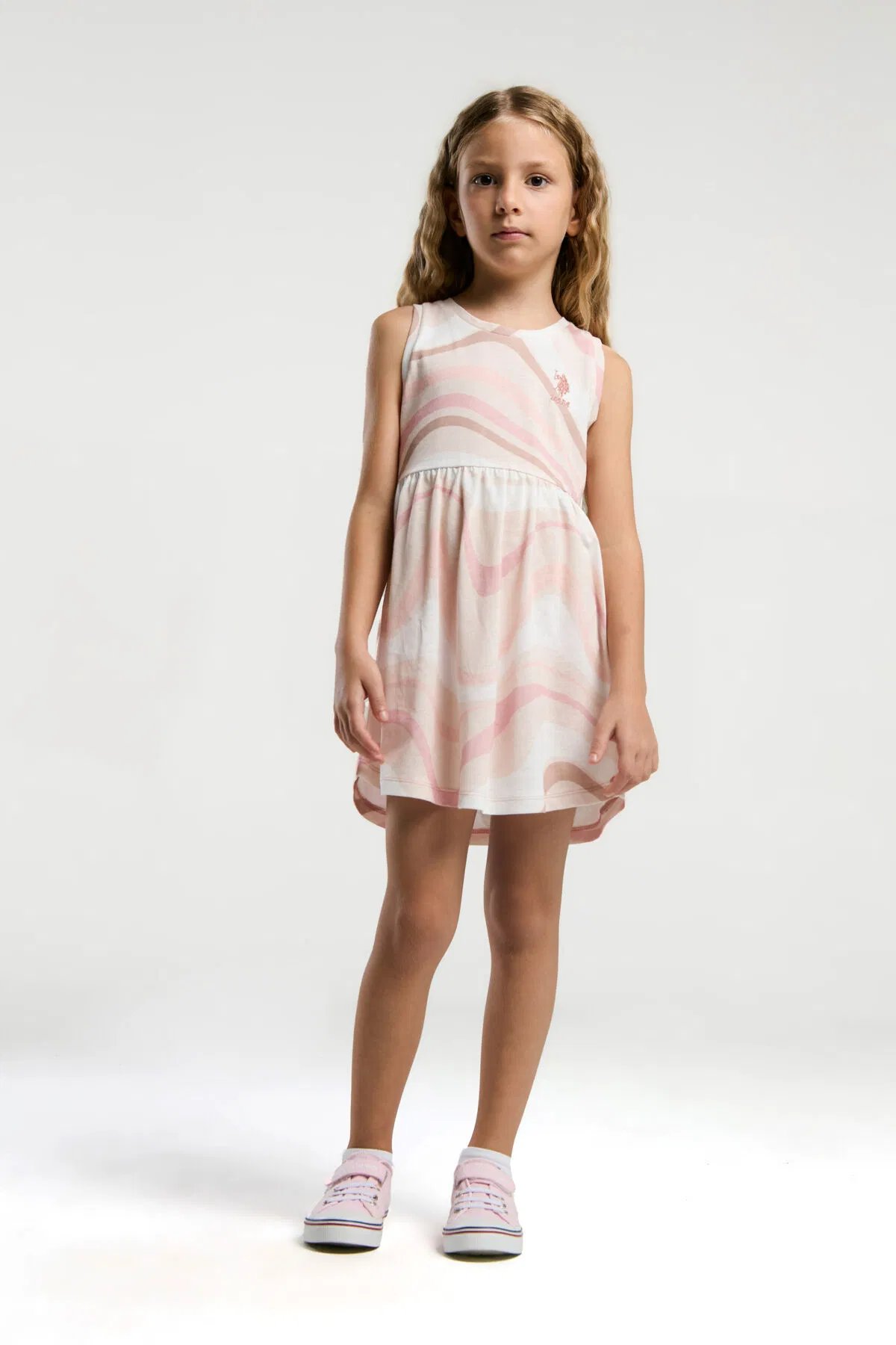 U.S Polo Kız Çocuk Elbise 4-9 Yaş Somon
