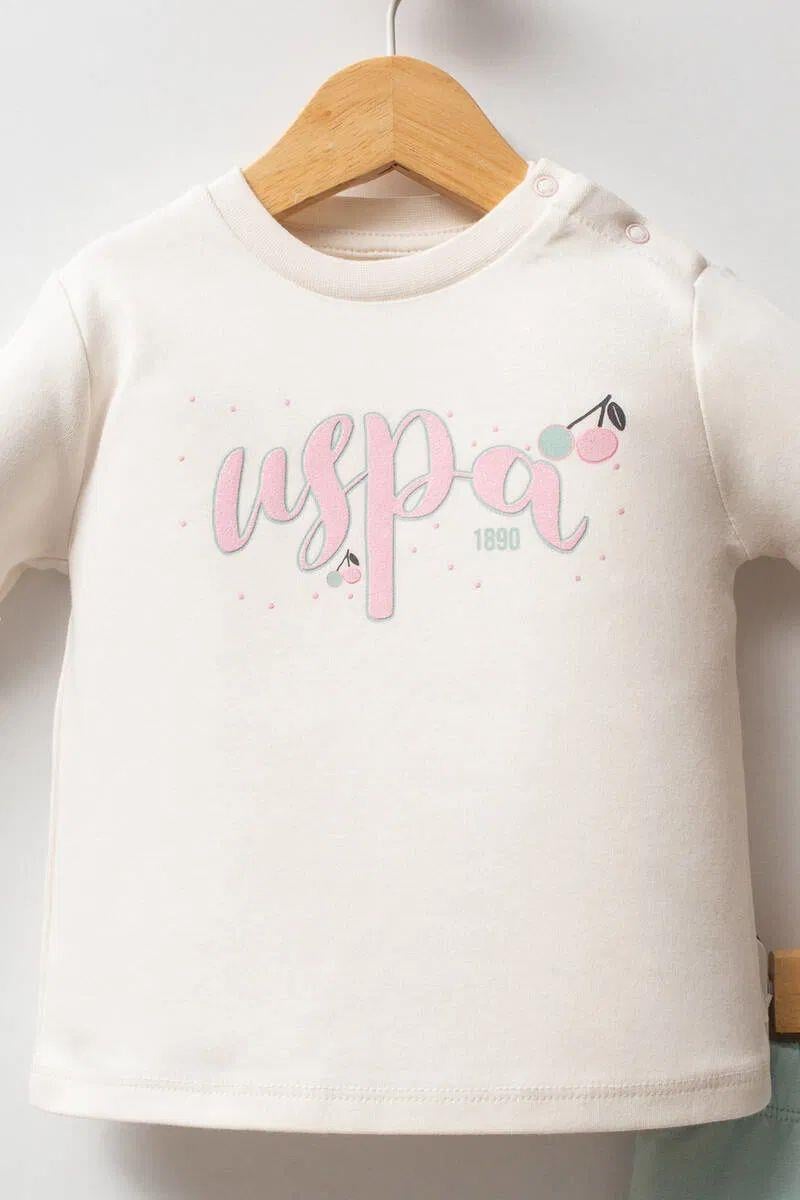 U.S Polo Kız Bebek 3'Lü takım 6-36 Ay Ekru