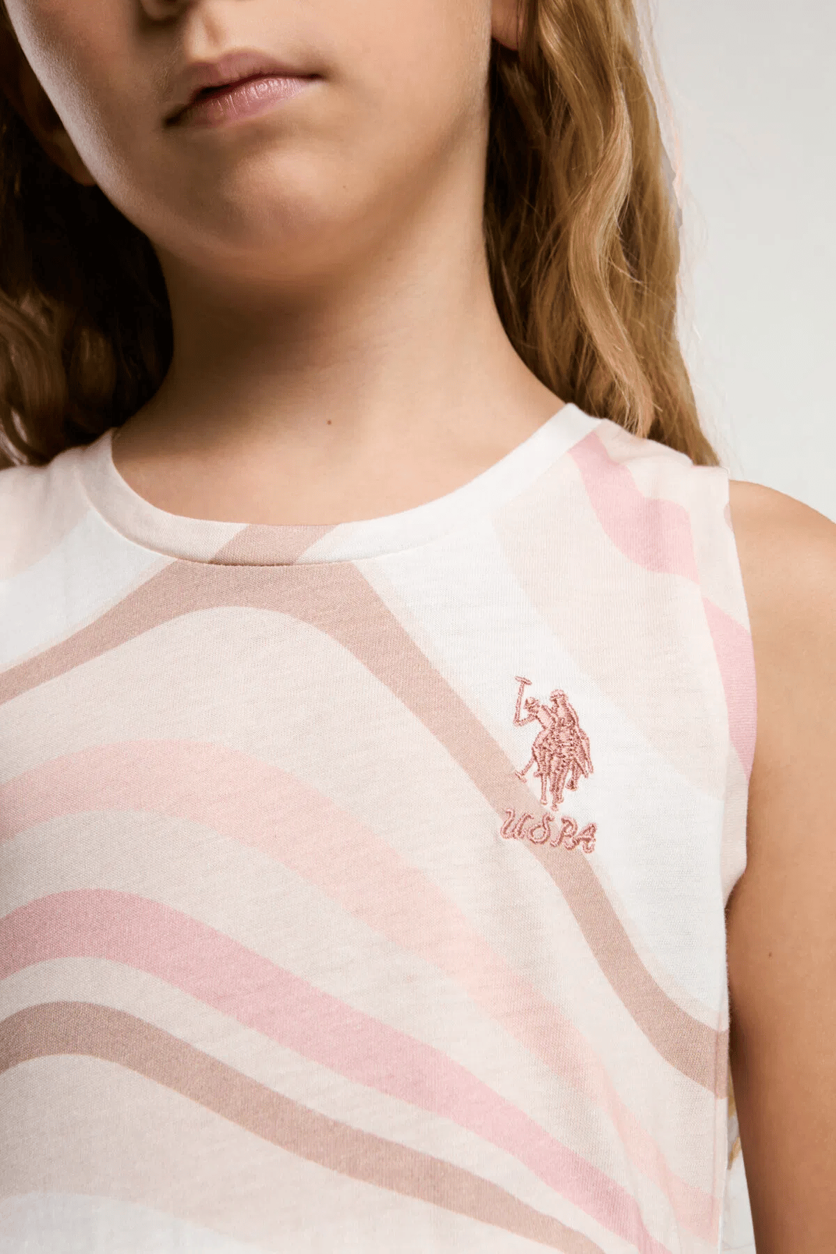 U.S Polo Kız Çocuk Elbise 4-9 Yaş Somon