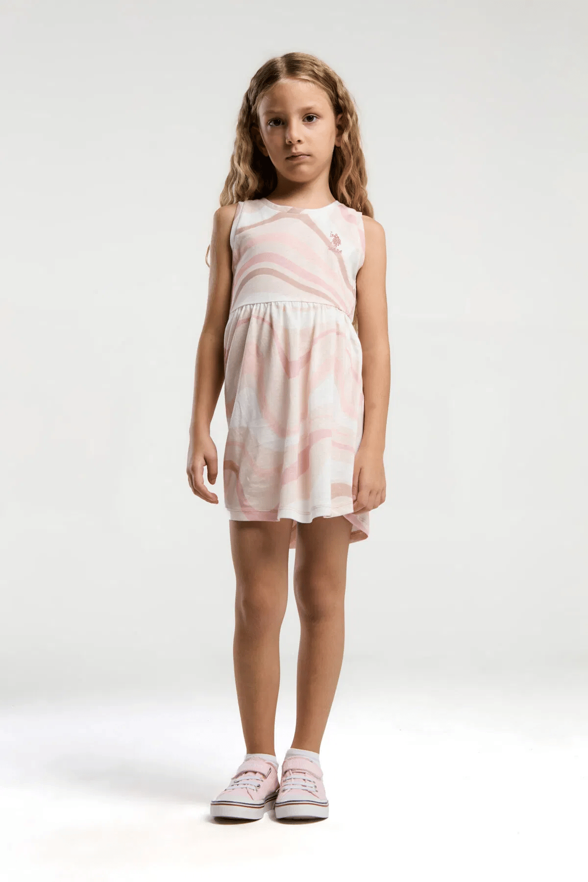 U.S Polo Kız Çocuk Elbise 4-9 Yaş Somon