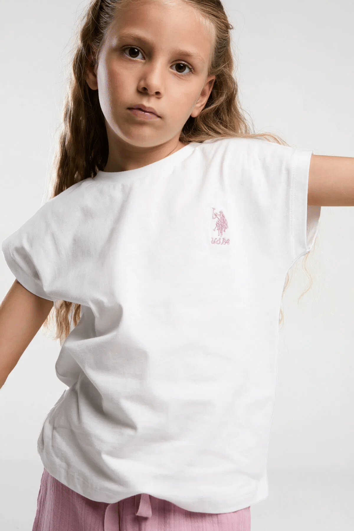 U.S Polo Kız Çocuk Şortlu Takım 4-15 Yaş Beyaz