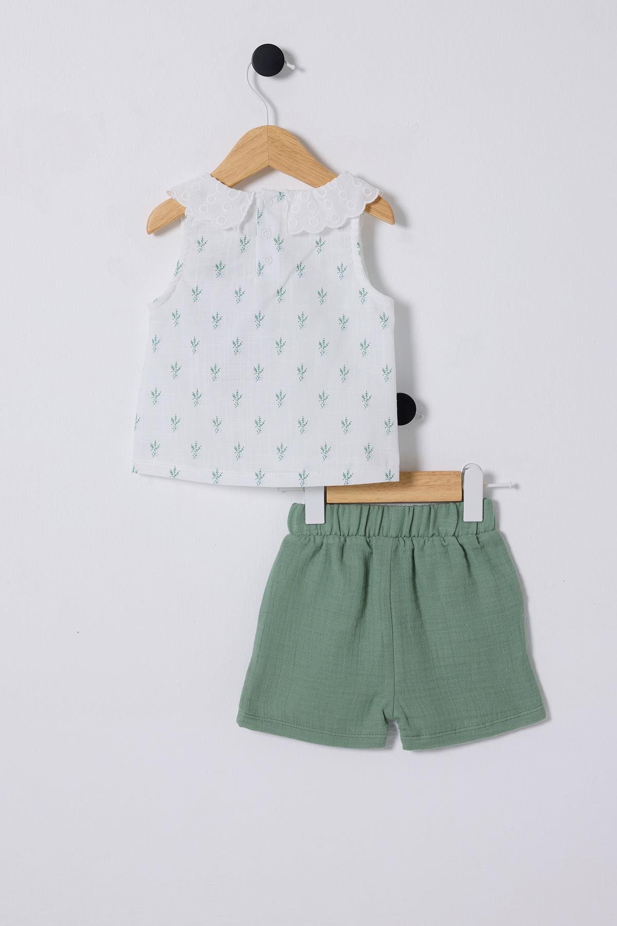 U.S.Polo Kız Bebek Baskılı Şortlu Takım 6-36 Ay Beyaz