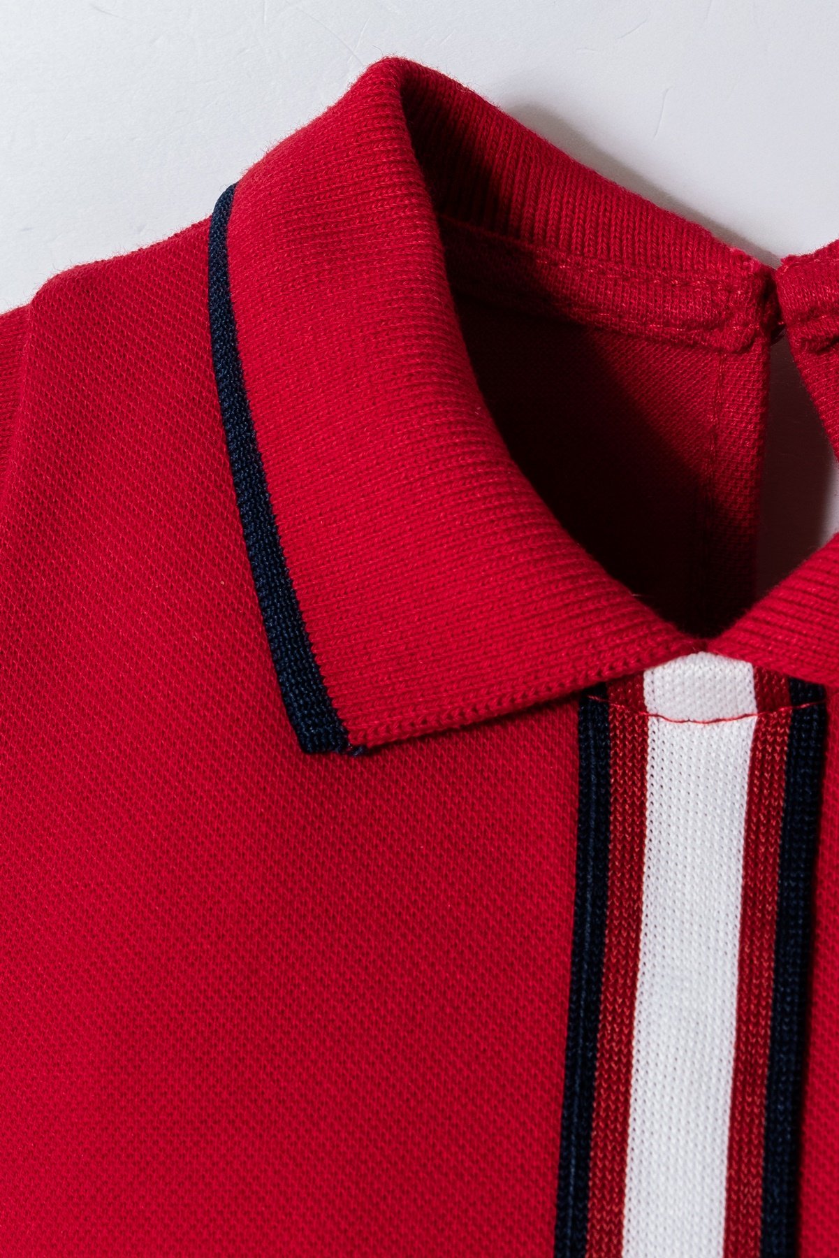 U.S. Polo Assn Kız Bebek Çizgi Detaylı Polo Pike Elbise 6-36 Ay Kırmızı