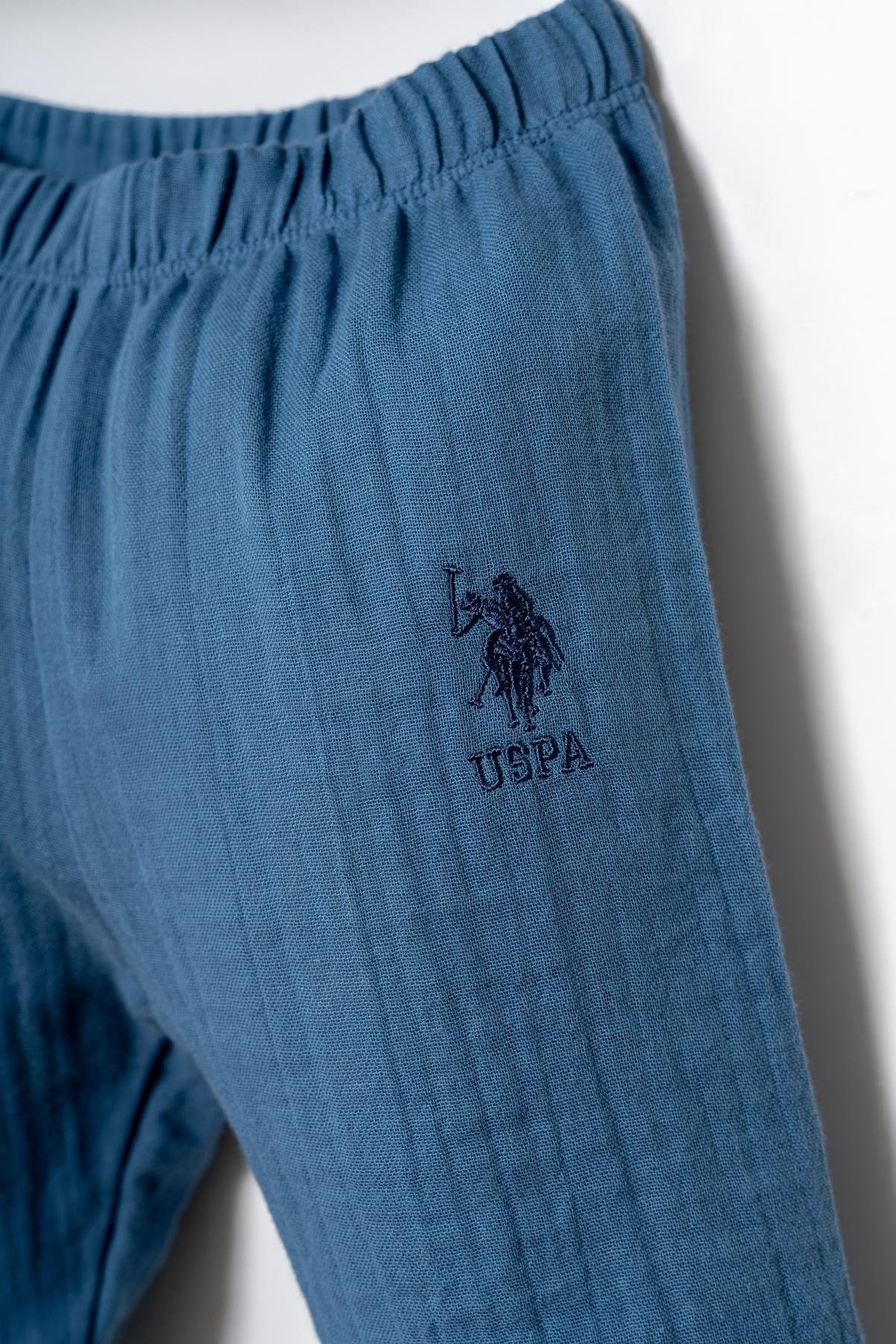 U.S. Polo Assn Erkek Bebek Müslin Takım 6-36 Ay Mavi