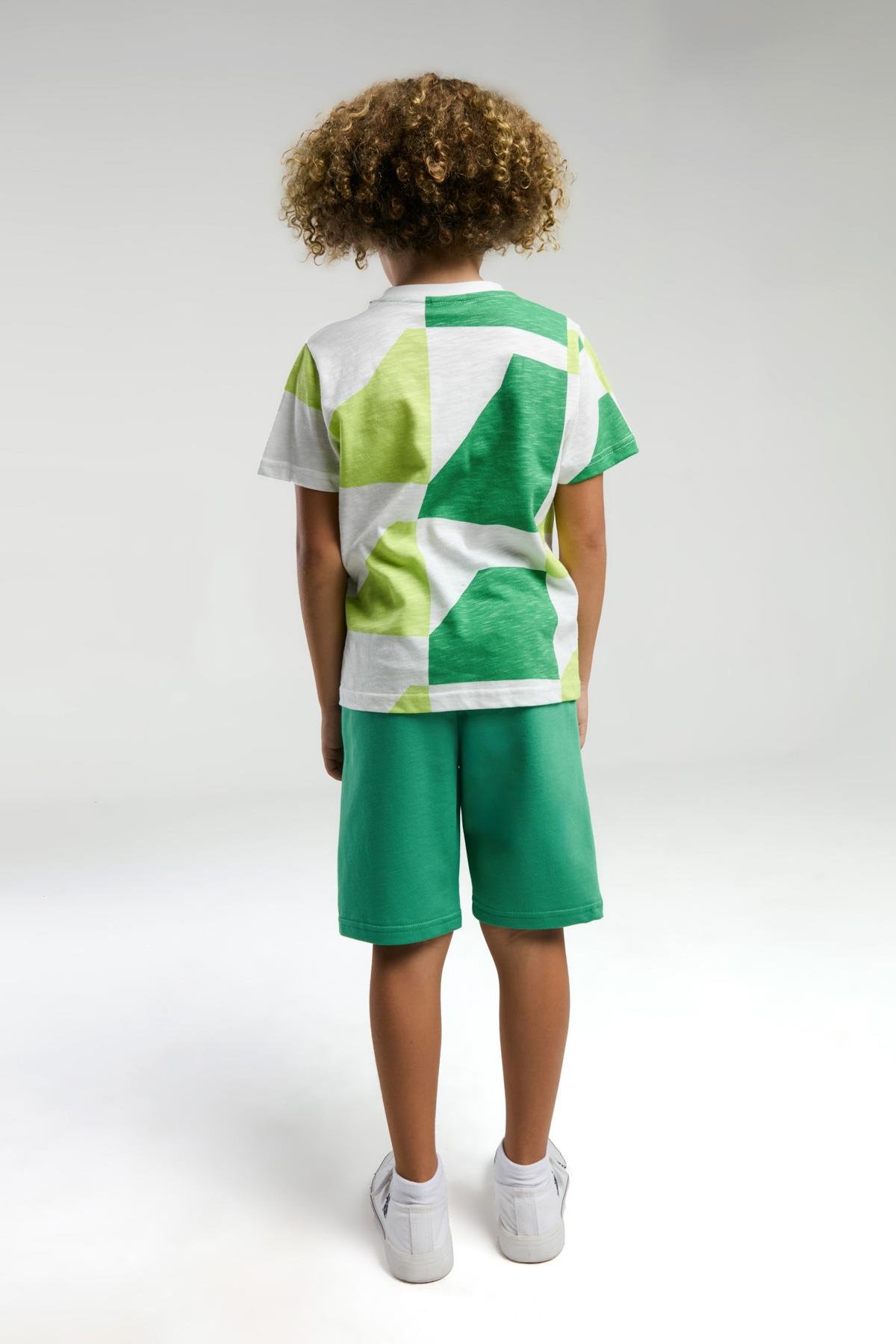 U.S. Polo Erkek Çocuk Parça Baskılı Şortlu Takım 4-15 Yaş Yeşil