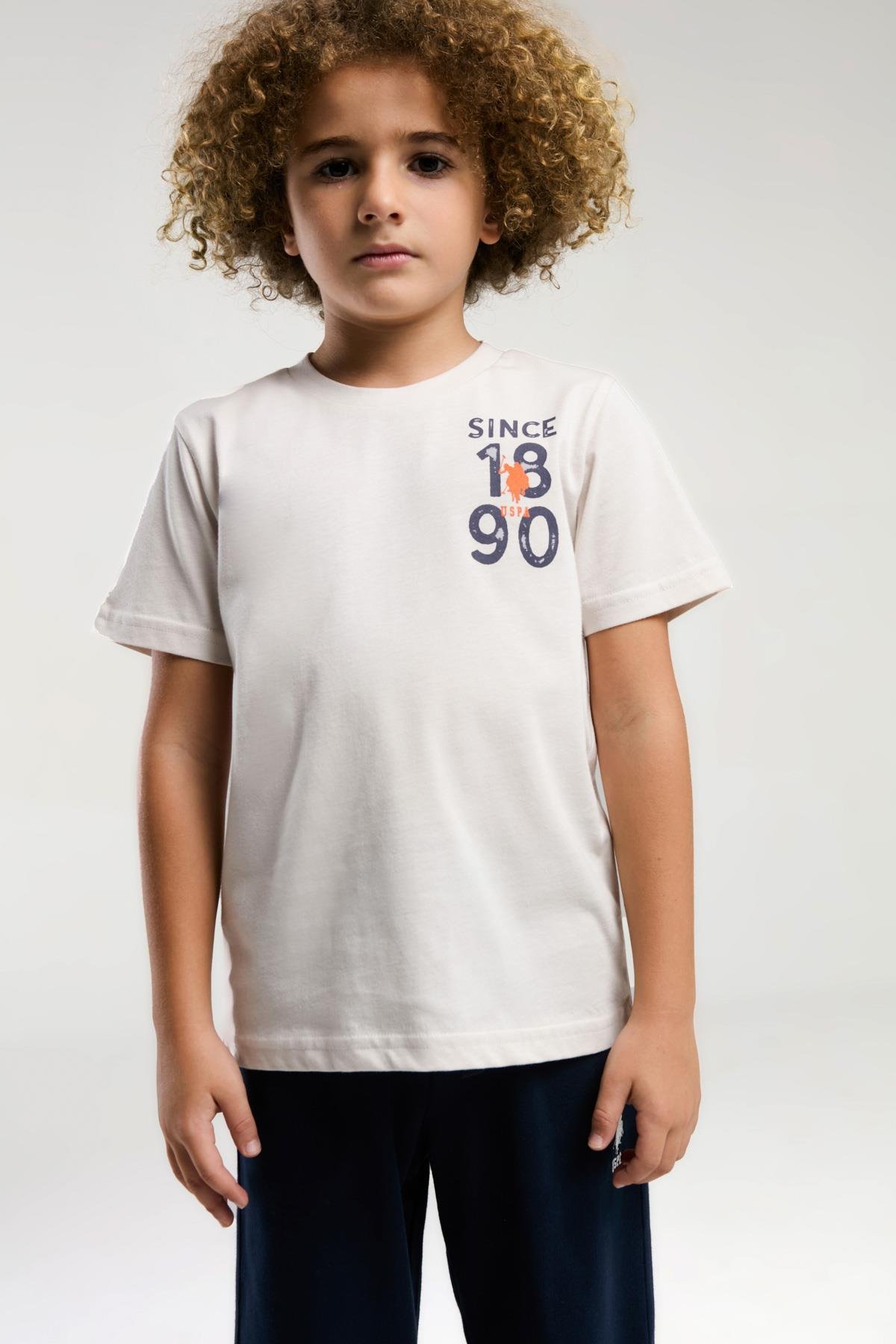 U.S. Polo Erkek Çocuk Sırt Baskılı Şortlu Takım 4-15 Yaş TAŞ