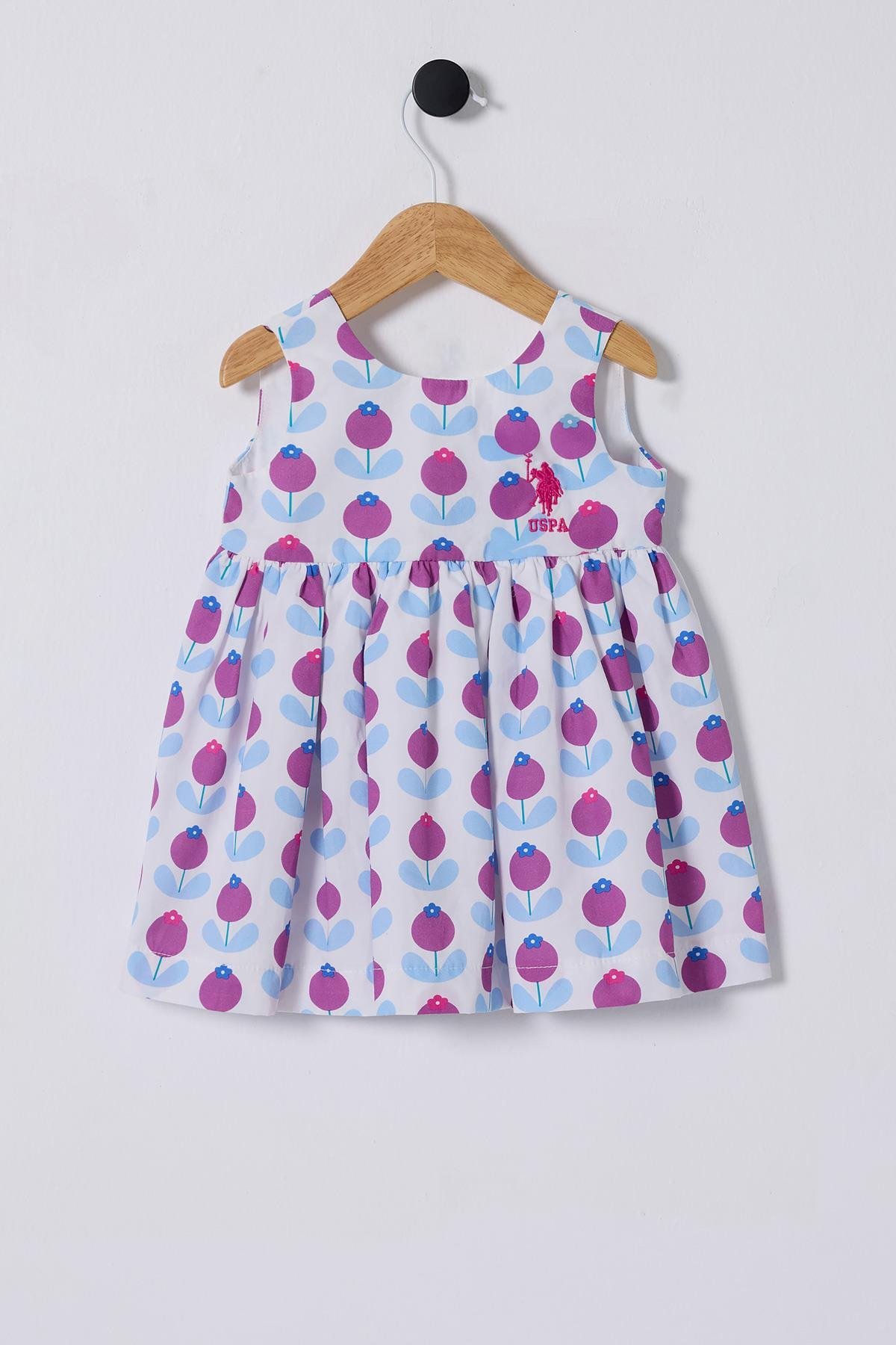 U.S.Polo Kız Bebek Baskılı Elbise 6-36 Ay Beyaz