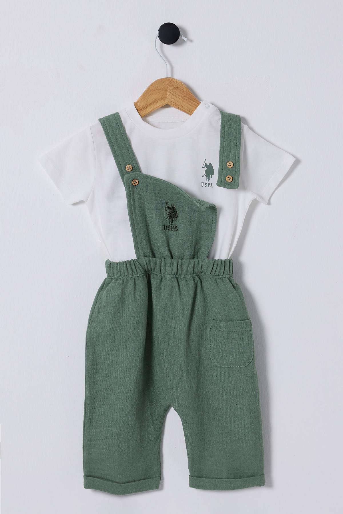 U.S.Polo Erkek Bebek Müslin Salopet 6-36 Ay Yeşil