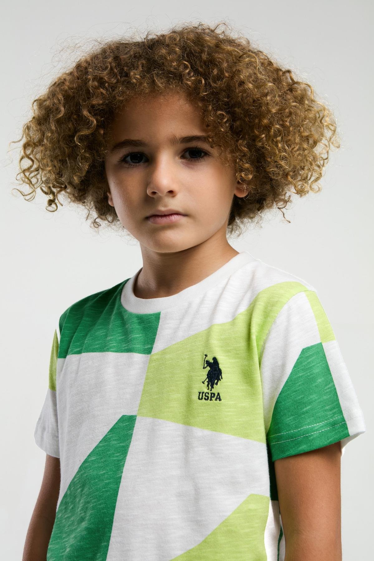 U.S. Polo Erkek Çocuk Parça Baskılı Şortlu Takım 4-15 Yaş Yeşil
