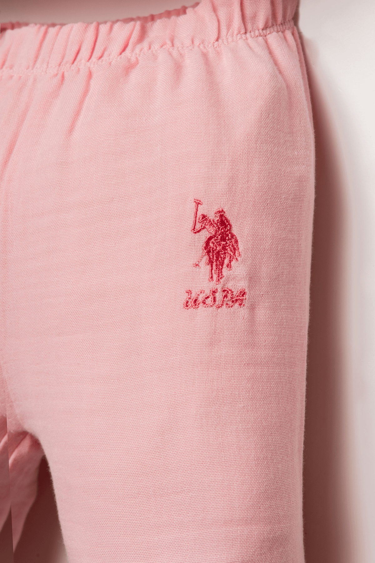 U.S. Polo Assn Kız Bebek Müslin Pantolonlu Takım 6-36 Ay Pudra