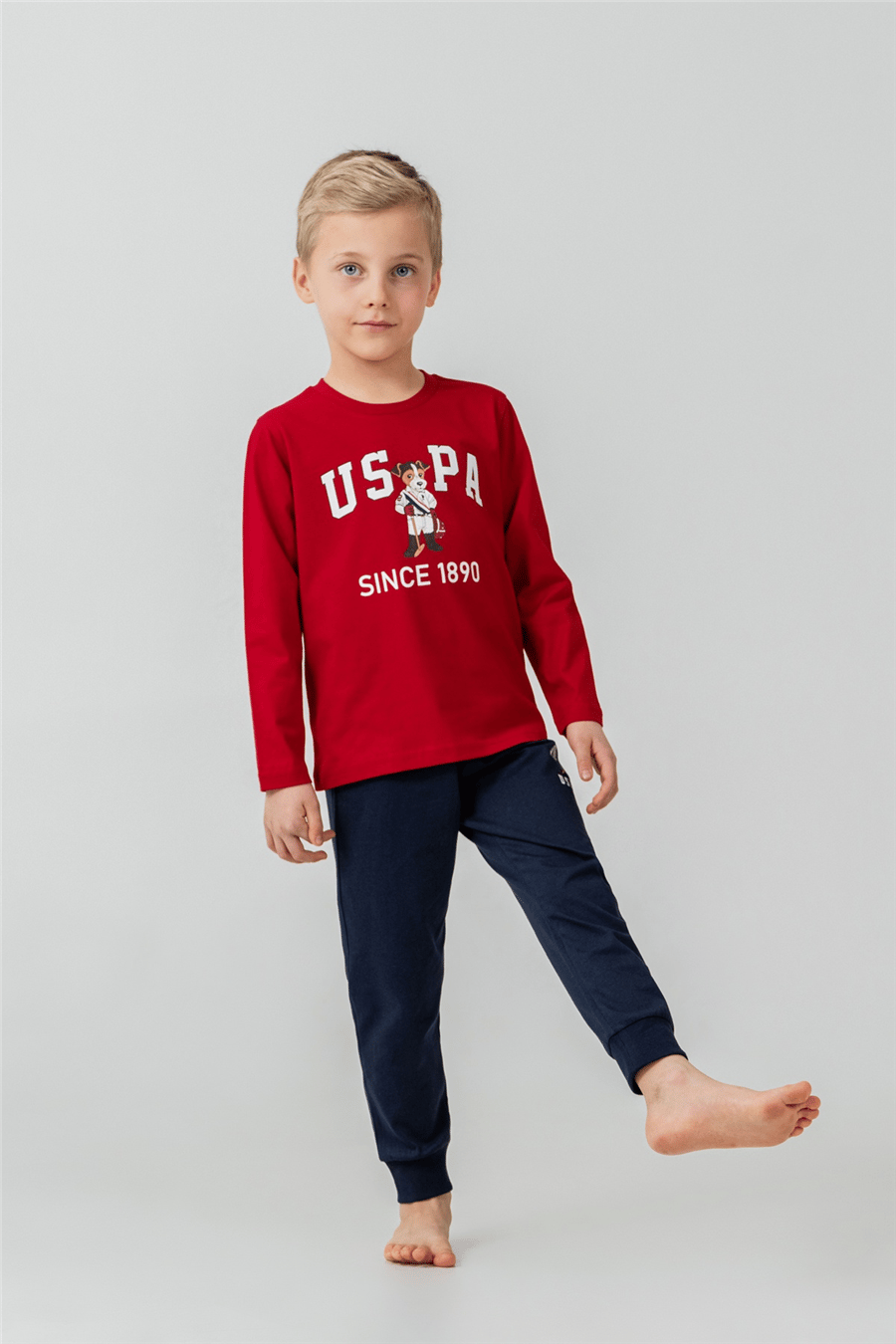 U.S. Polo Assn Erkek Çocuk Baskılı PijamaTakım 9-14 Yaş Kırmızı
