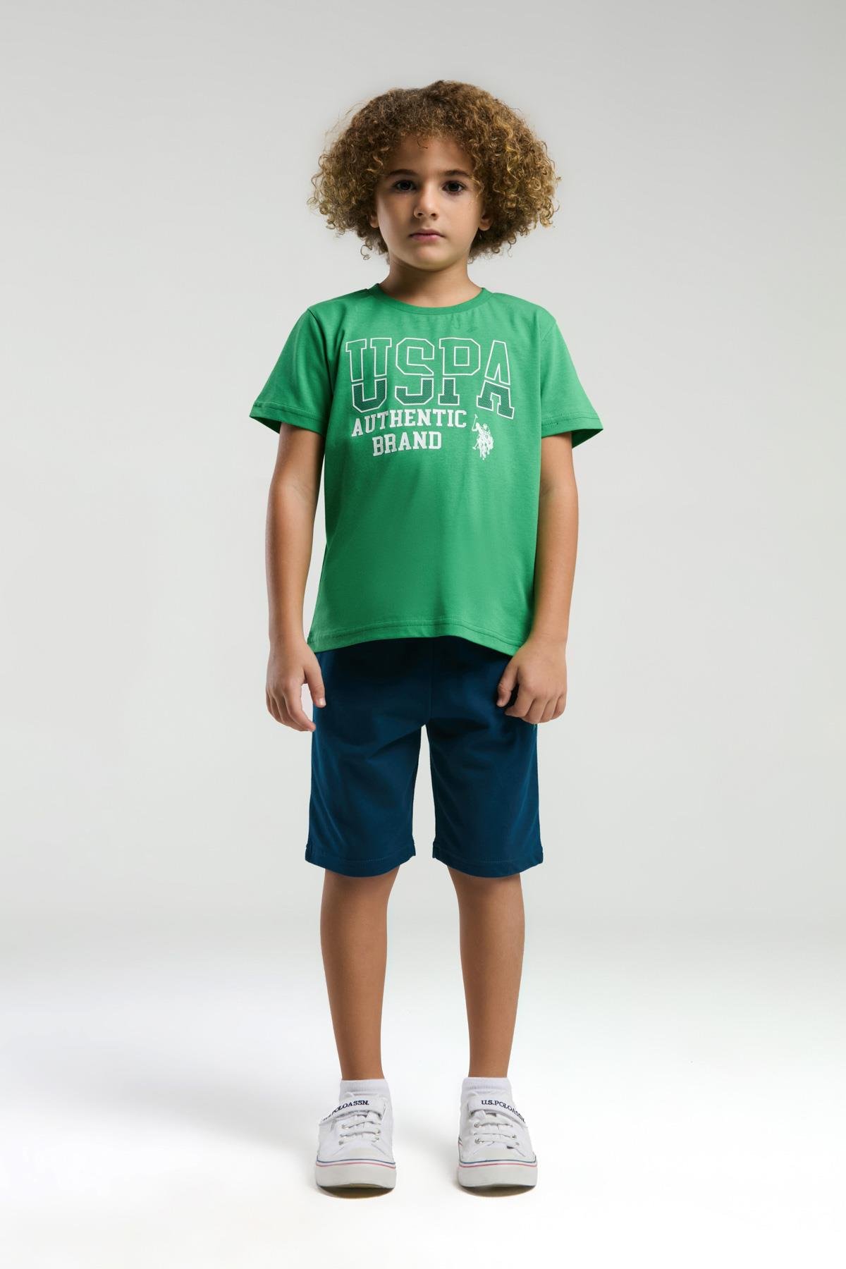 U.S. Polo Erkek Çocuk Baskılı Şortlu Takım 4-15 Yaş Yeşil