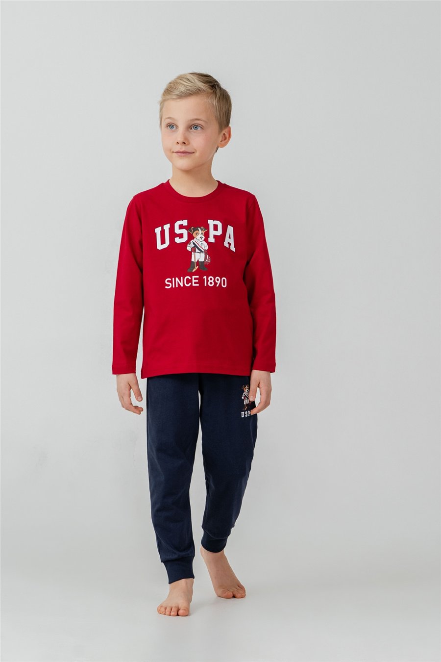 U.S. Polo Assn Erkek Çocuk Baskılı PijamaTakım 9-14 Yaş Kırmızı
