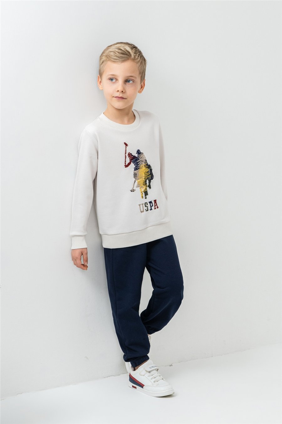 U.S. Polo Assn Erkek Çocuk Nakışlı EşofmanTakım 4-9 Yaş TAŞ