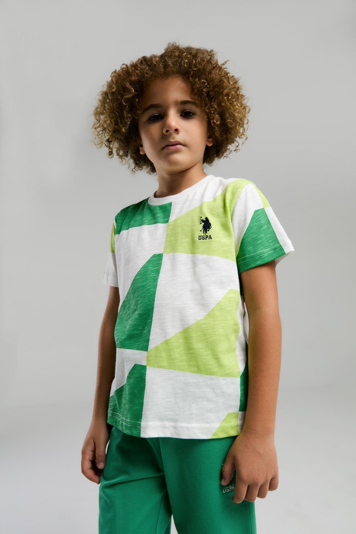 U.S. Polo Erkek Çocuk Parça Baskılı Şortlu Takım 4-15 Yaş Yeşil