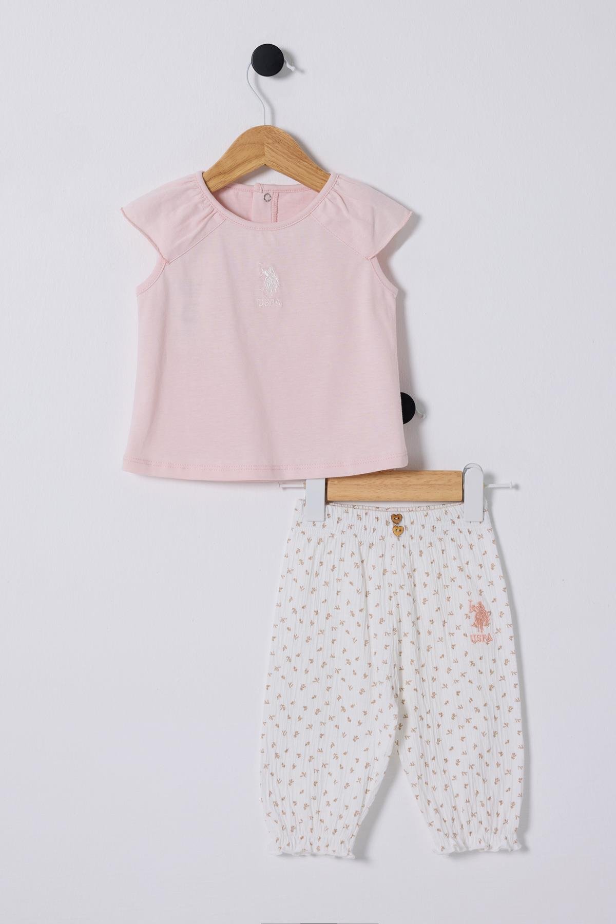 U.S.Polo Kız Bebek PantolonluTakım 6-36 Pudra