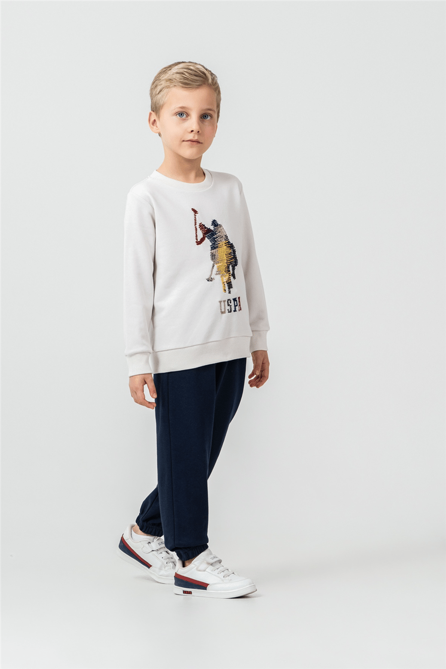 U.S. Polo Assn Erkek Çocuk Nakışlı EşofmanTakım 4-9 Yaş TAŞ