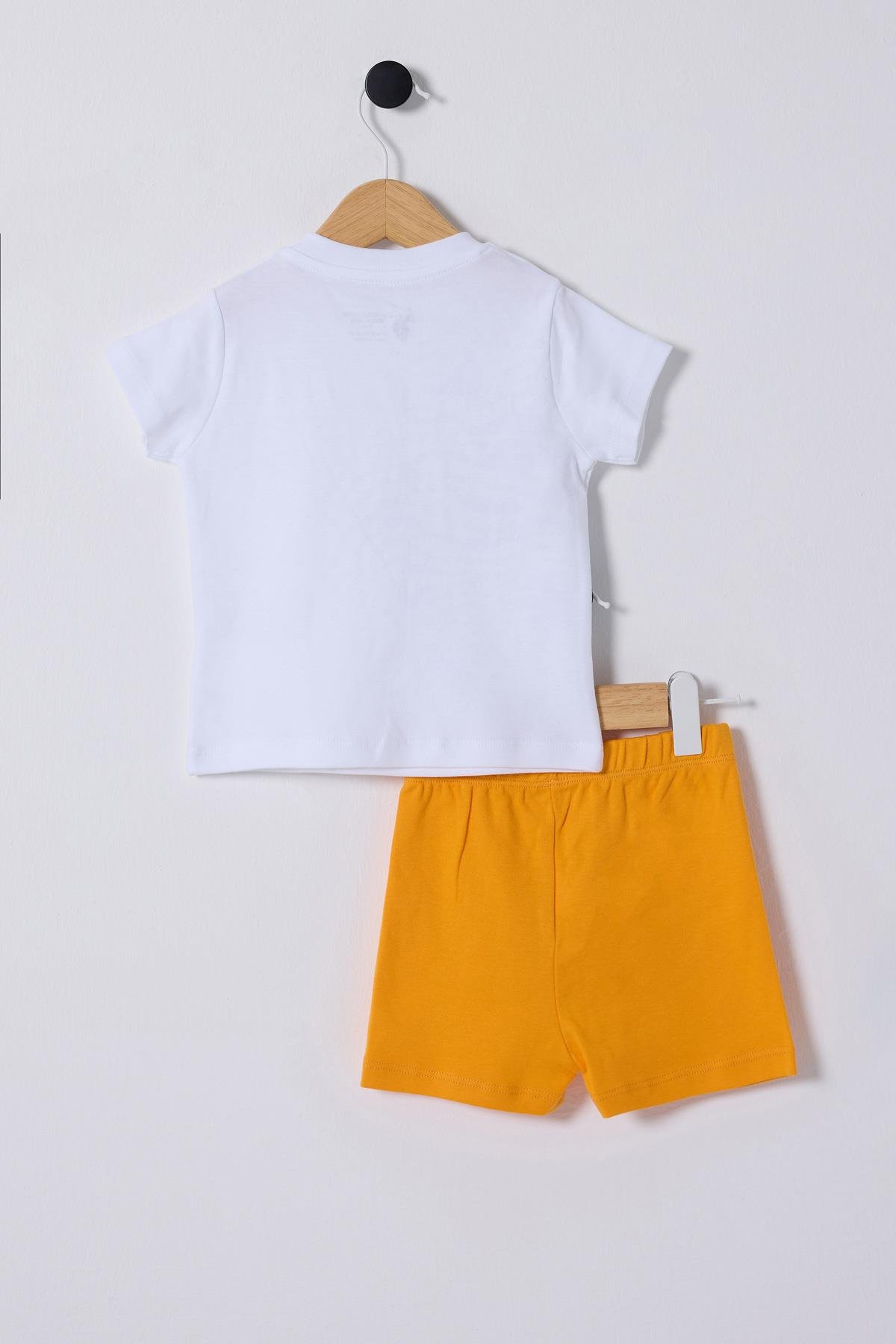 U.S.Polo Erkek Bebek Polo Baskılı ŞortluTakım 6-36 Ay Beyaz