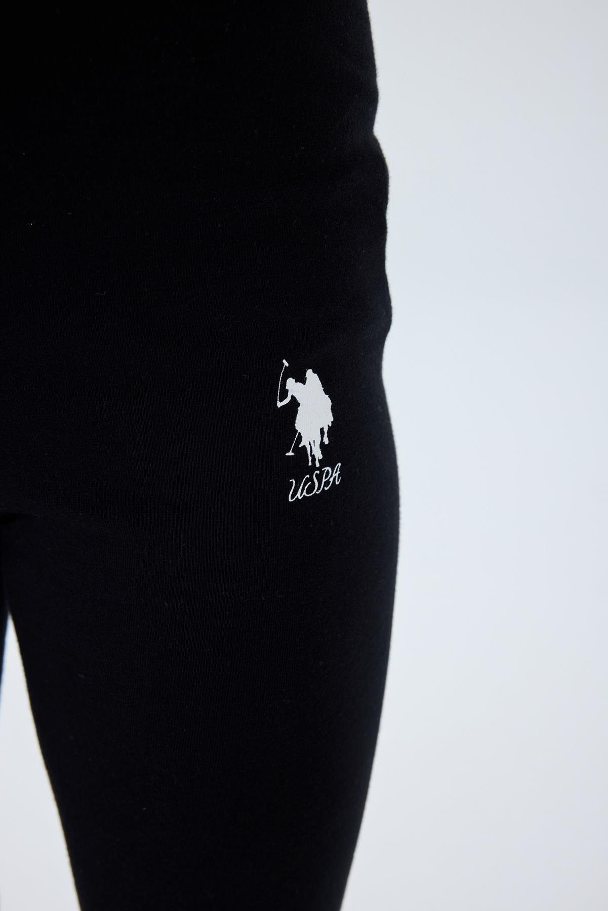 U.S. Polo Assn Kız Çocuk Baskılı Taytlı Takım 4-15 Yaş Siyah