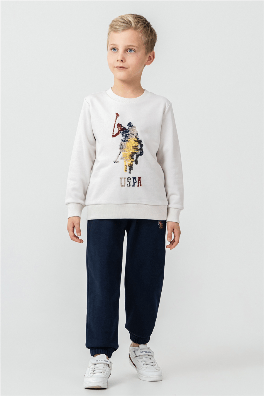 U.S. Polo Assn Erkek Çocuk Nakışlı EşofmanTakım 4-9 Yaş TAŞ