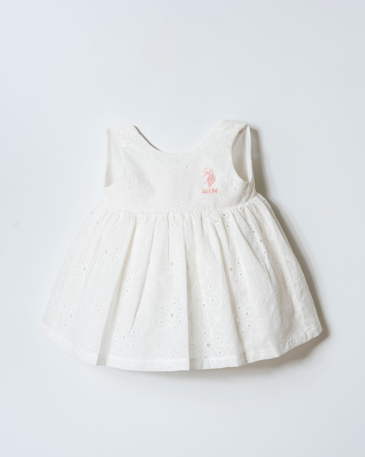 U.S. Polo Assn Kız Bebek Dantel Elbise 6-36 Ay Ekru