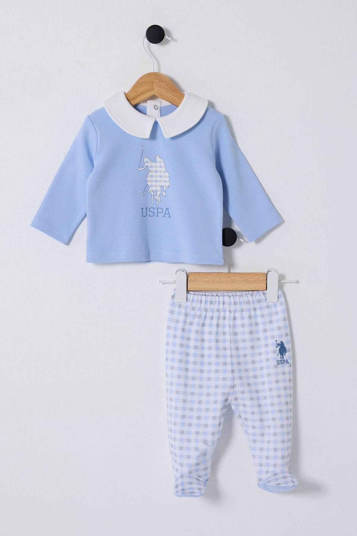 U.S. Polo Erkek Bebek 2'li Takım 03-9 Ay Mavi