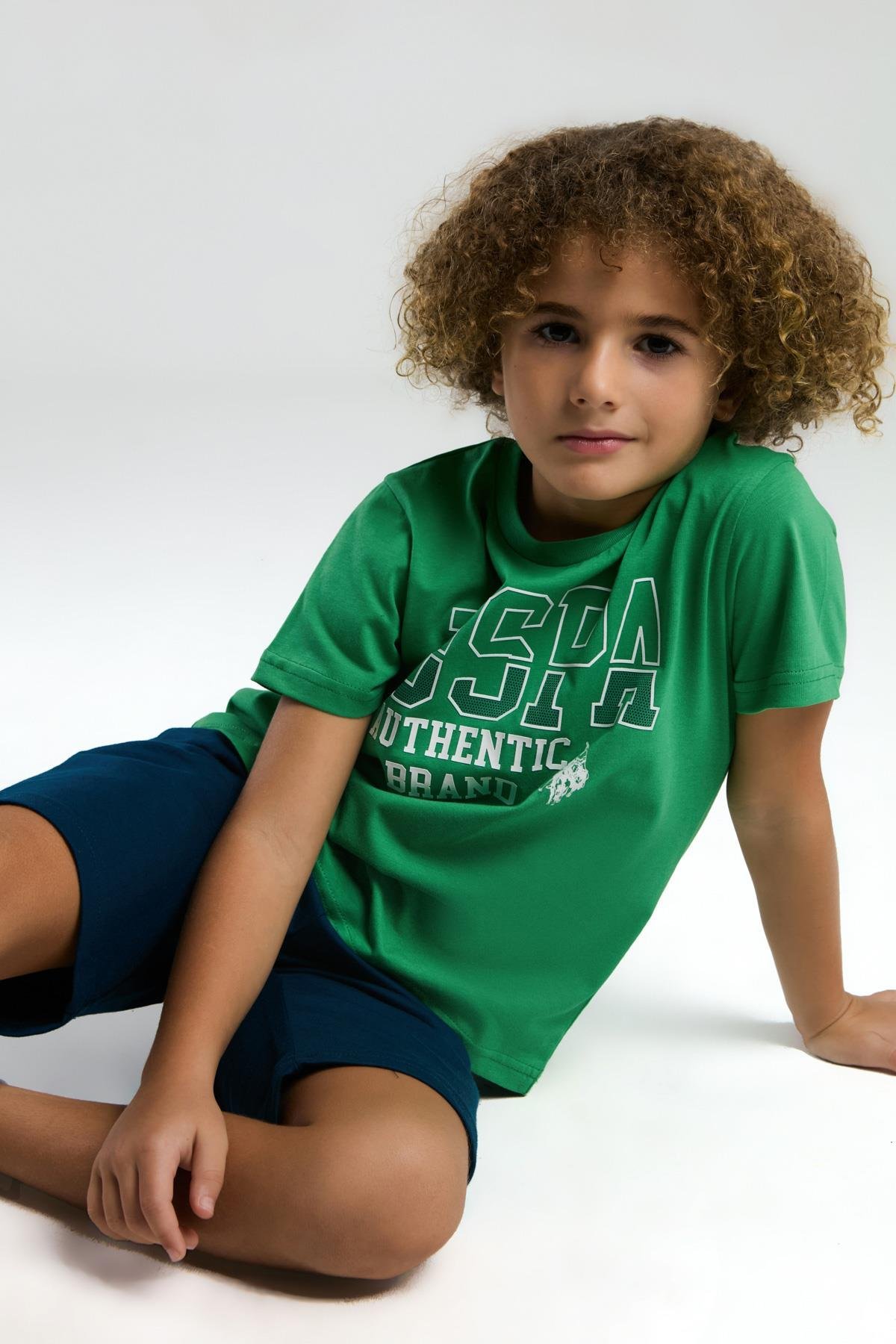 U.S. Polo Erkek Çocuk Baskılı Şortlu Takım 4-15 Yaş Yeşil