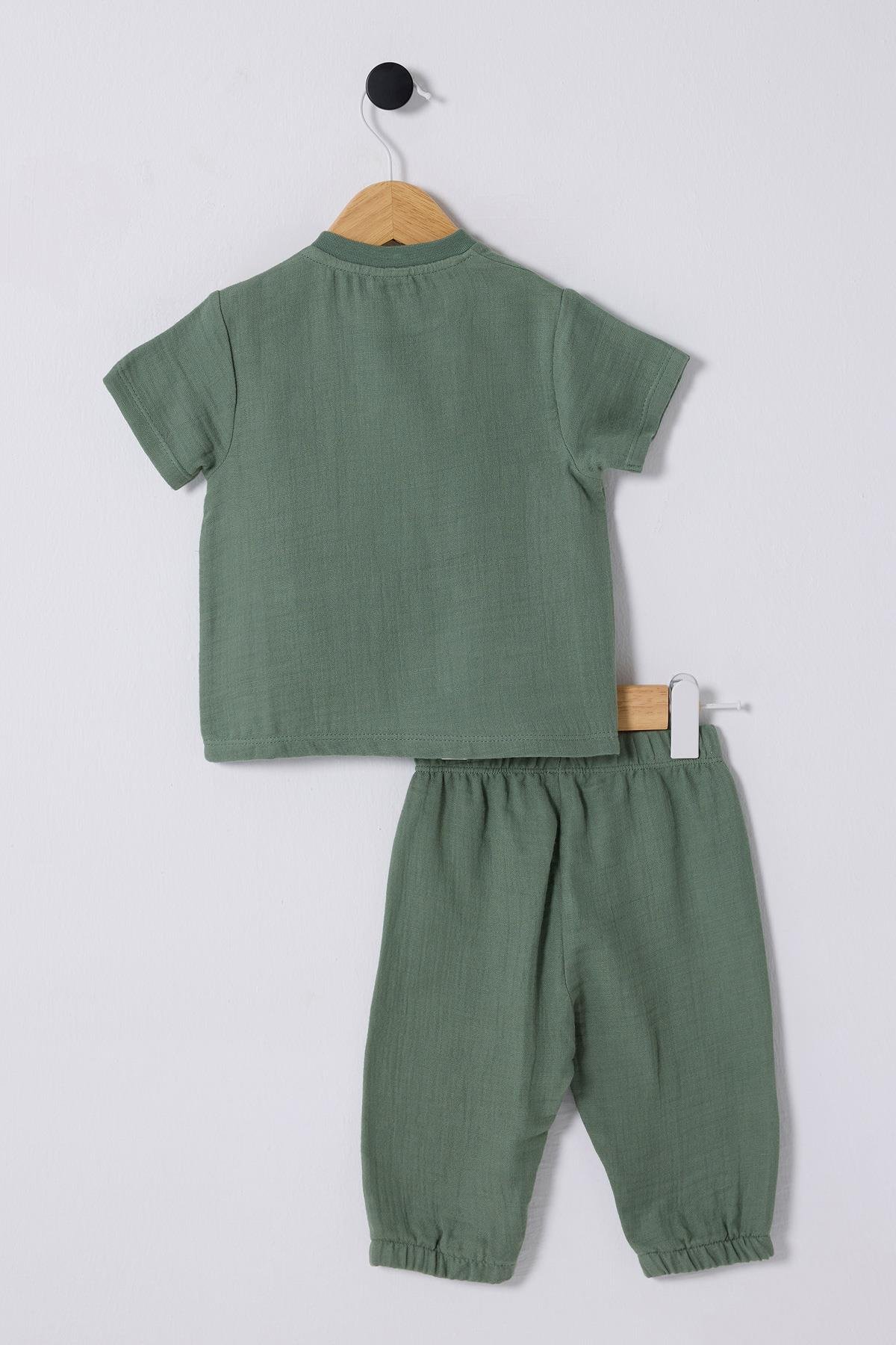 U.S.Polo Erkek Bebek Müslin Pantolonlu Takım 6-36 Ay Yeşil