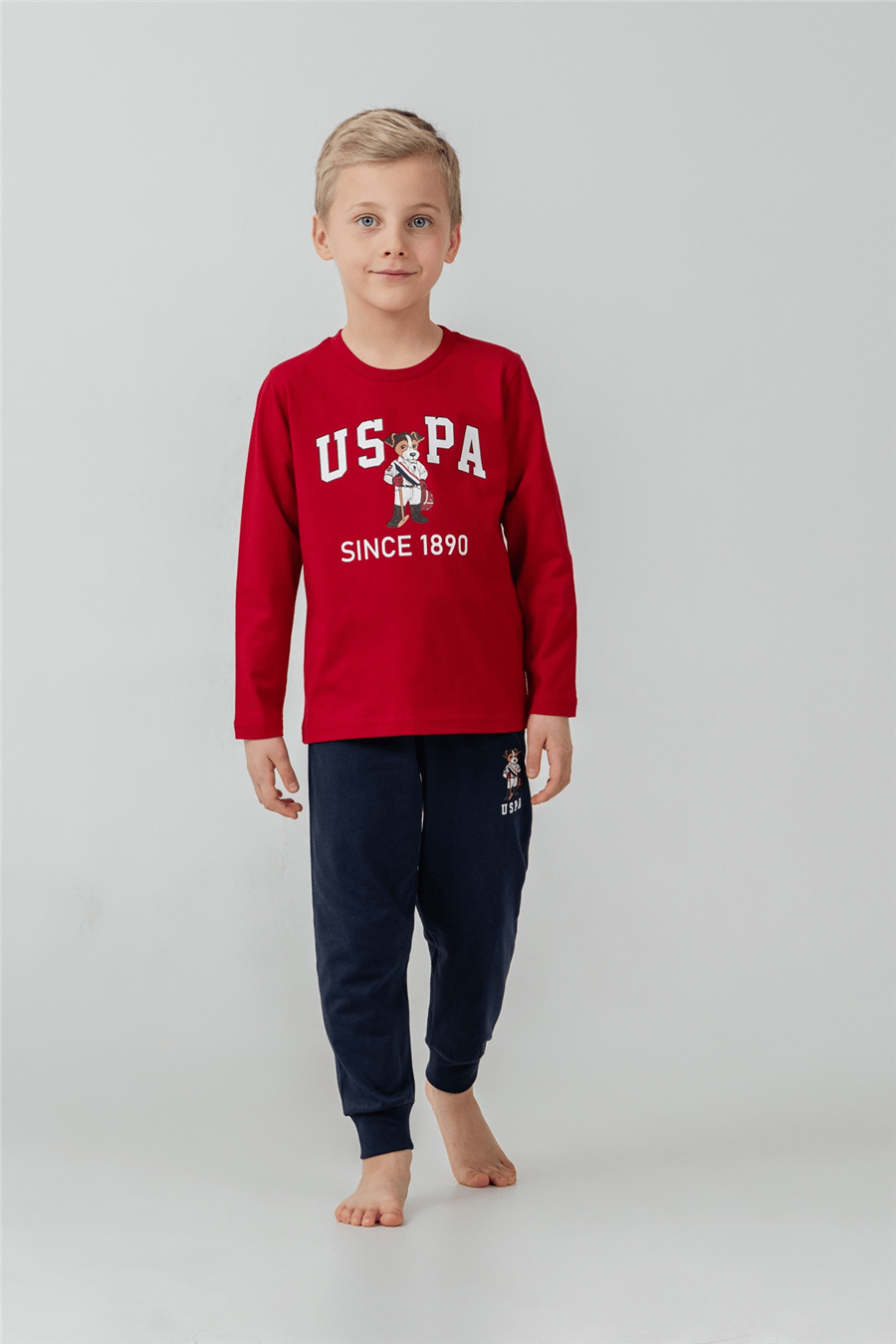 U.S. Polo Assn Erkek Çocuk Baskılı PijamaTakım 9-14 Yaş Kırmızı