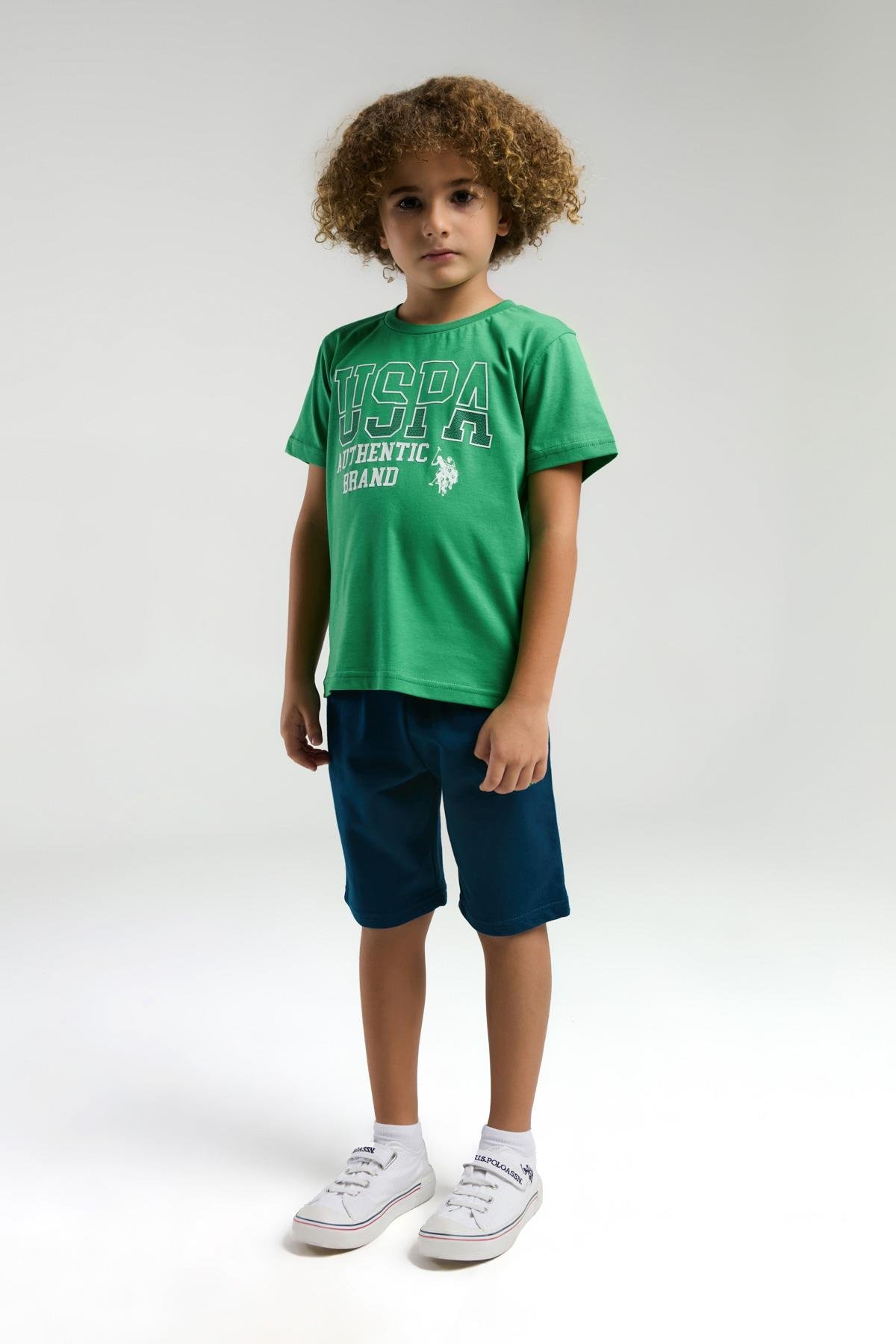 U.S. Polo Erkek Çocuk Baskılı Şortlu Takım 4-15 Yaş Yeşil