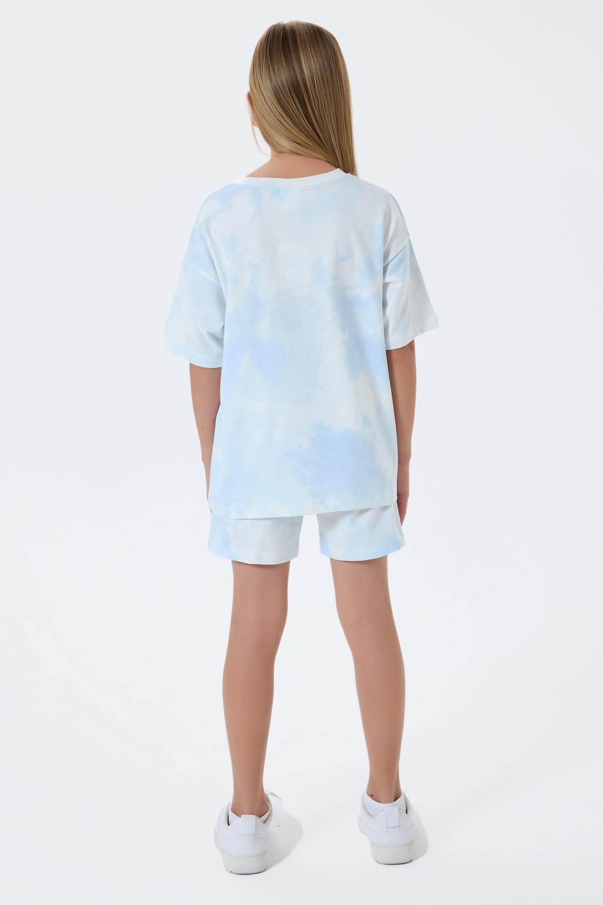 U.S. Polo Assn Kız Çocuk Batik Baskılı Şortlu Takım 4-15 Yaş Beyaz